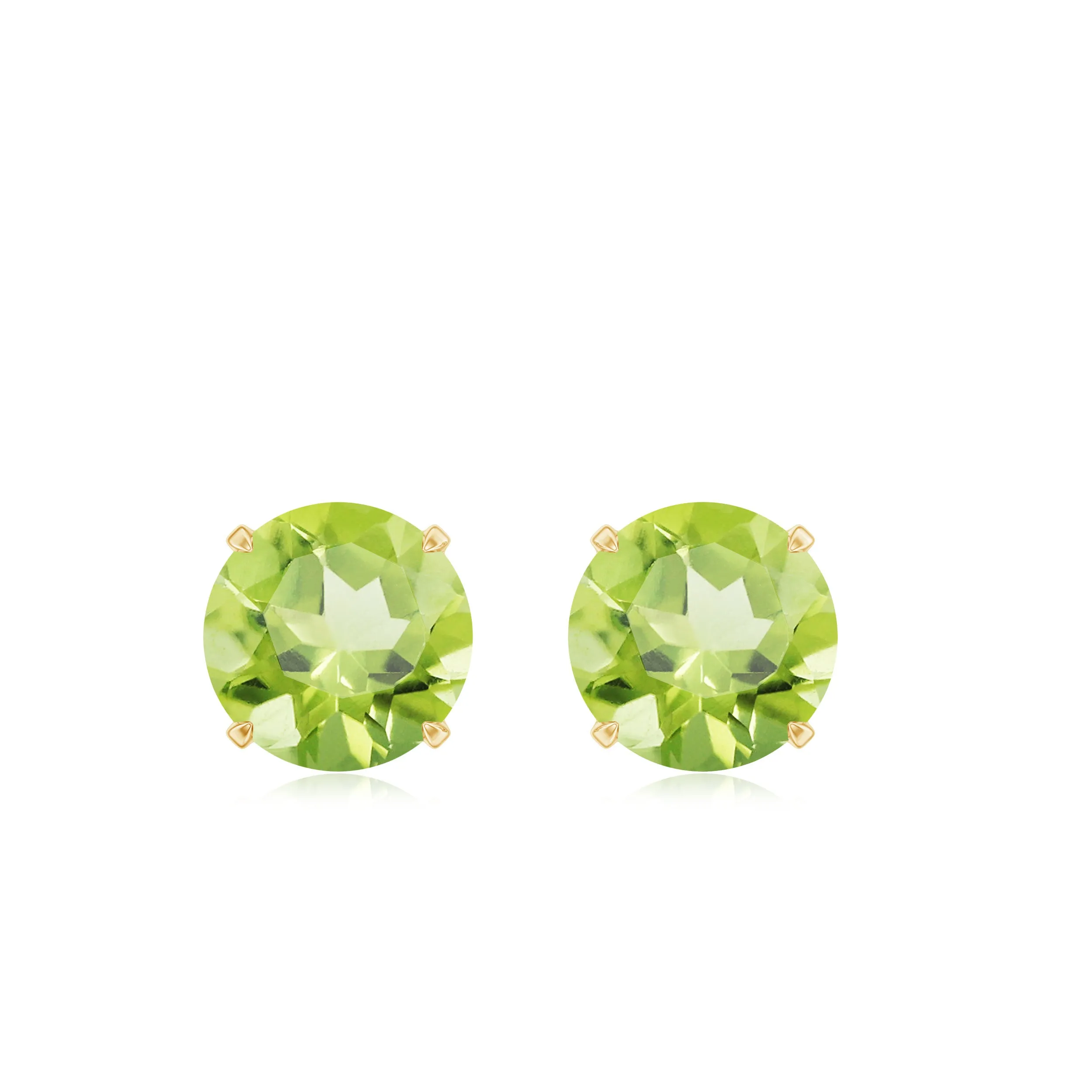 August Birthstone 1/2 CT Round Cut Peridot Solitaire Stud Earrings for Women