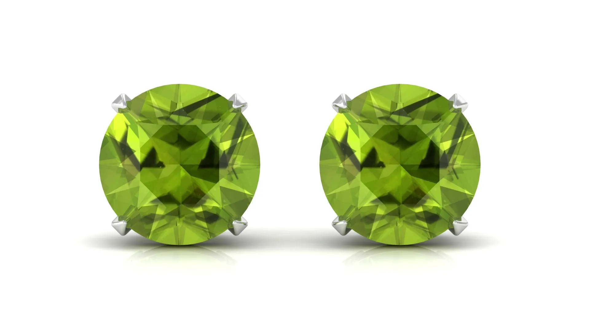 August Birthstone 1/2 CT Round Cut Peridot Solitaire Stud Earrings for Women