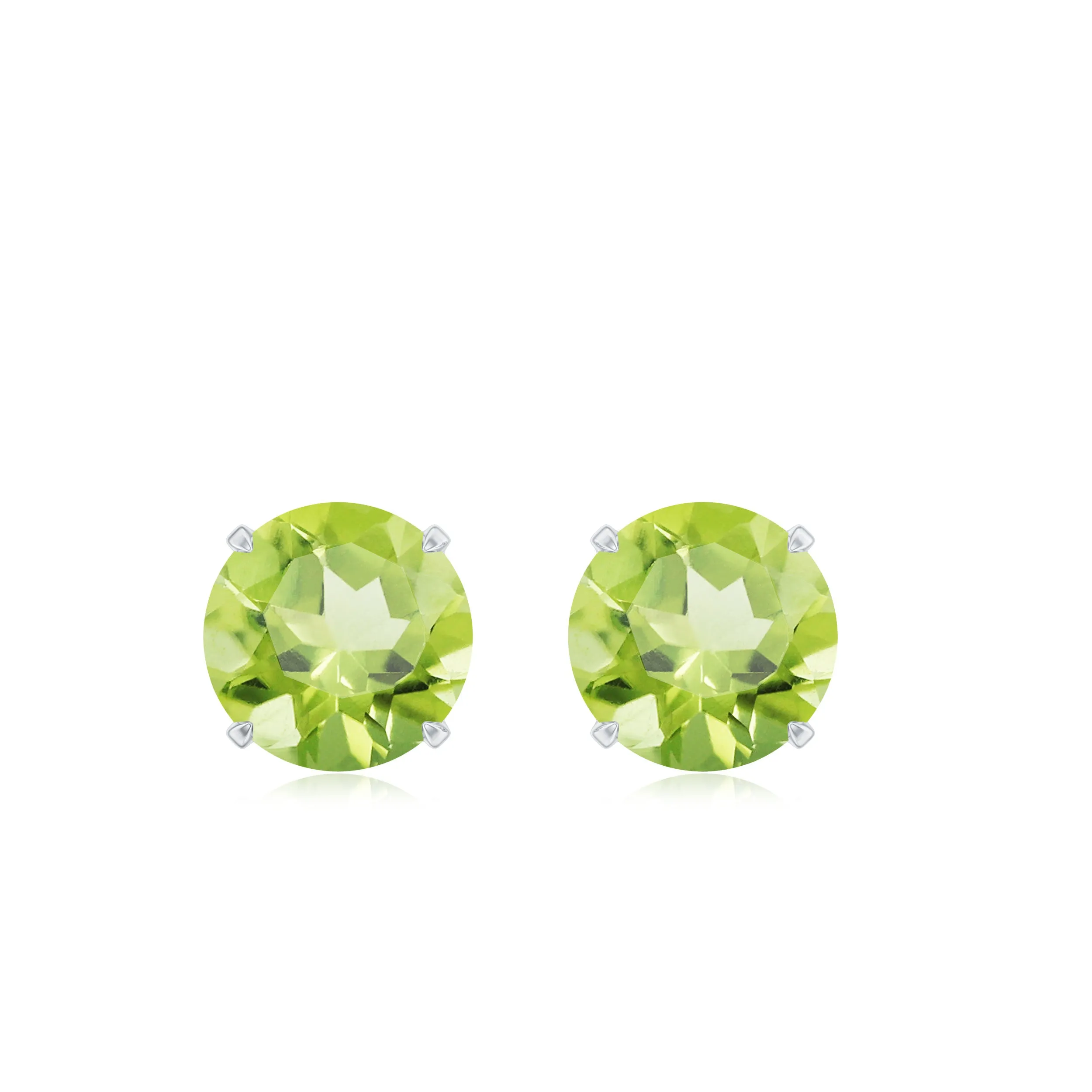 August Birthstone 1/2 CT Round Cut Peridot Solitaire Stud Earrings for Women