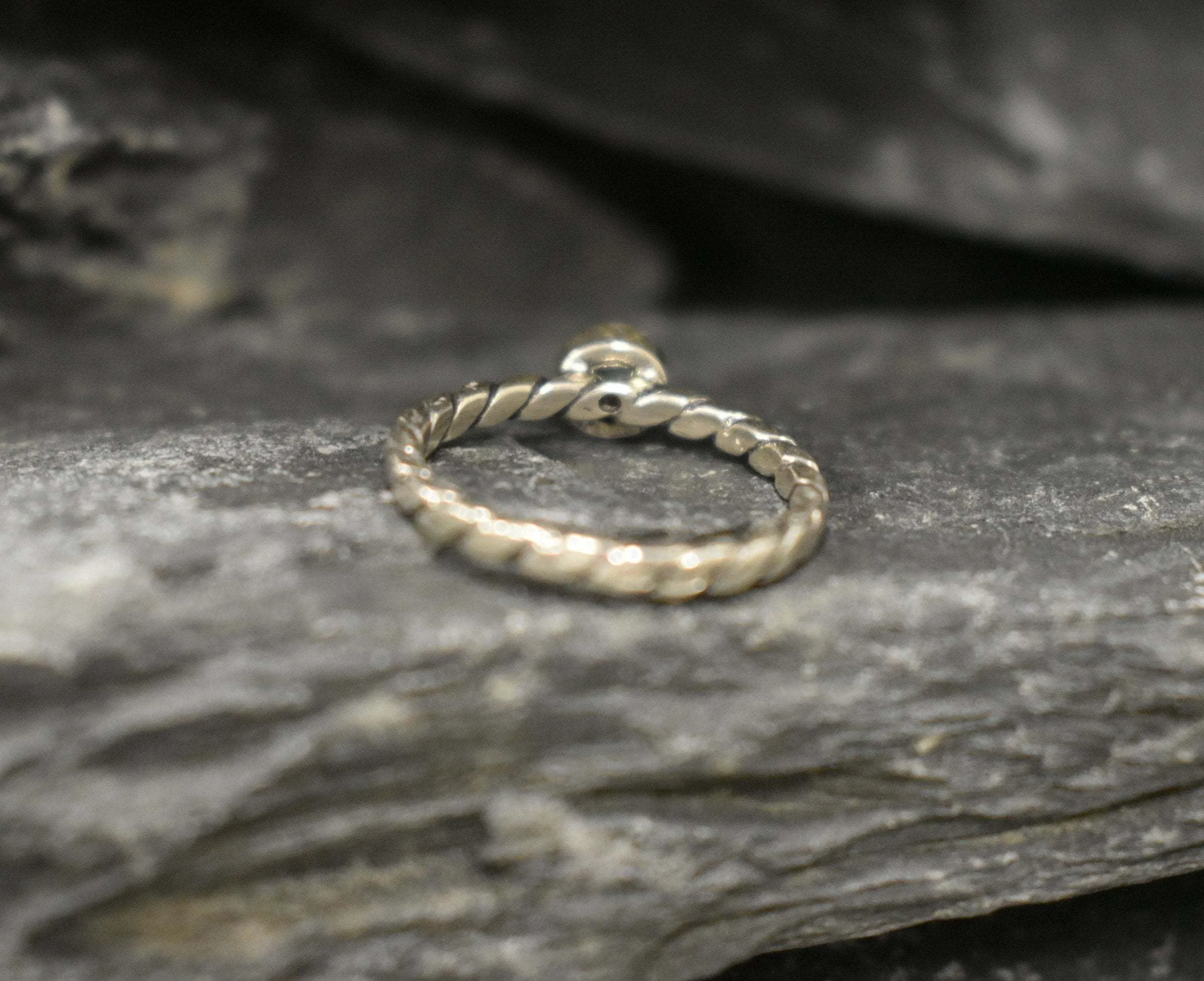 Australian Opal Ring - White Promise Ring - Twisted Silver Band