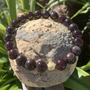 Authentic garnet bracelet with 14K gold heart