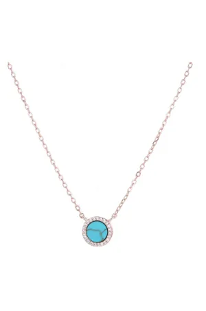 AVA ROUND TURQUOISE ROSE GOLD NECKLACE