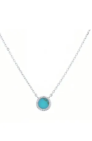 AVA ROUND TURQUOISE SILVER NECKLACE
