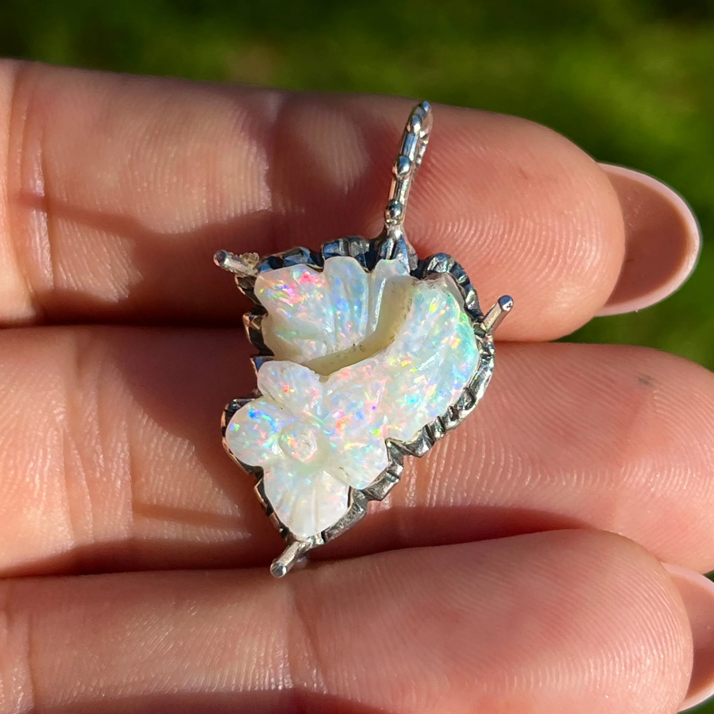 AVAILABLE PRE-ORDER- Carved Opal Silver Pendant