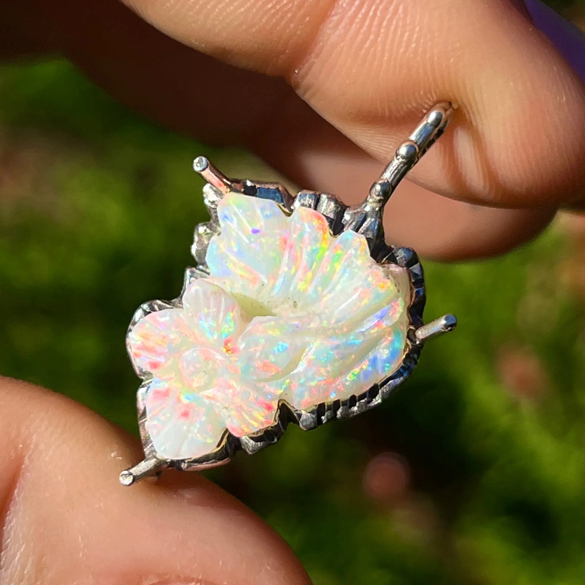 AVAILABLE PRE-ORDER- Carved Opal Silver Pendant
