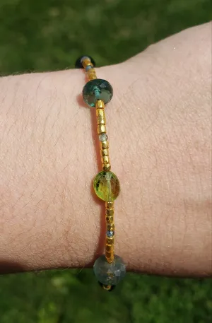 AVF Moss Aquamarine, Gold Glass, Kyanite, Peridot, Quartz, Tourmaline & Apatite Beaded Bracelet (SI3644 & SI3800)