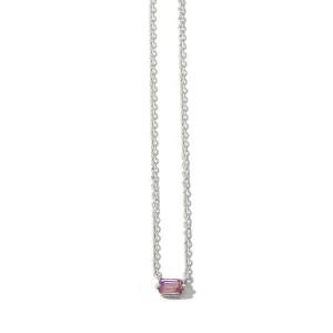 Baguette Mini Necklace, Amethyst, Silver