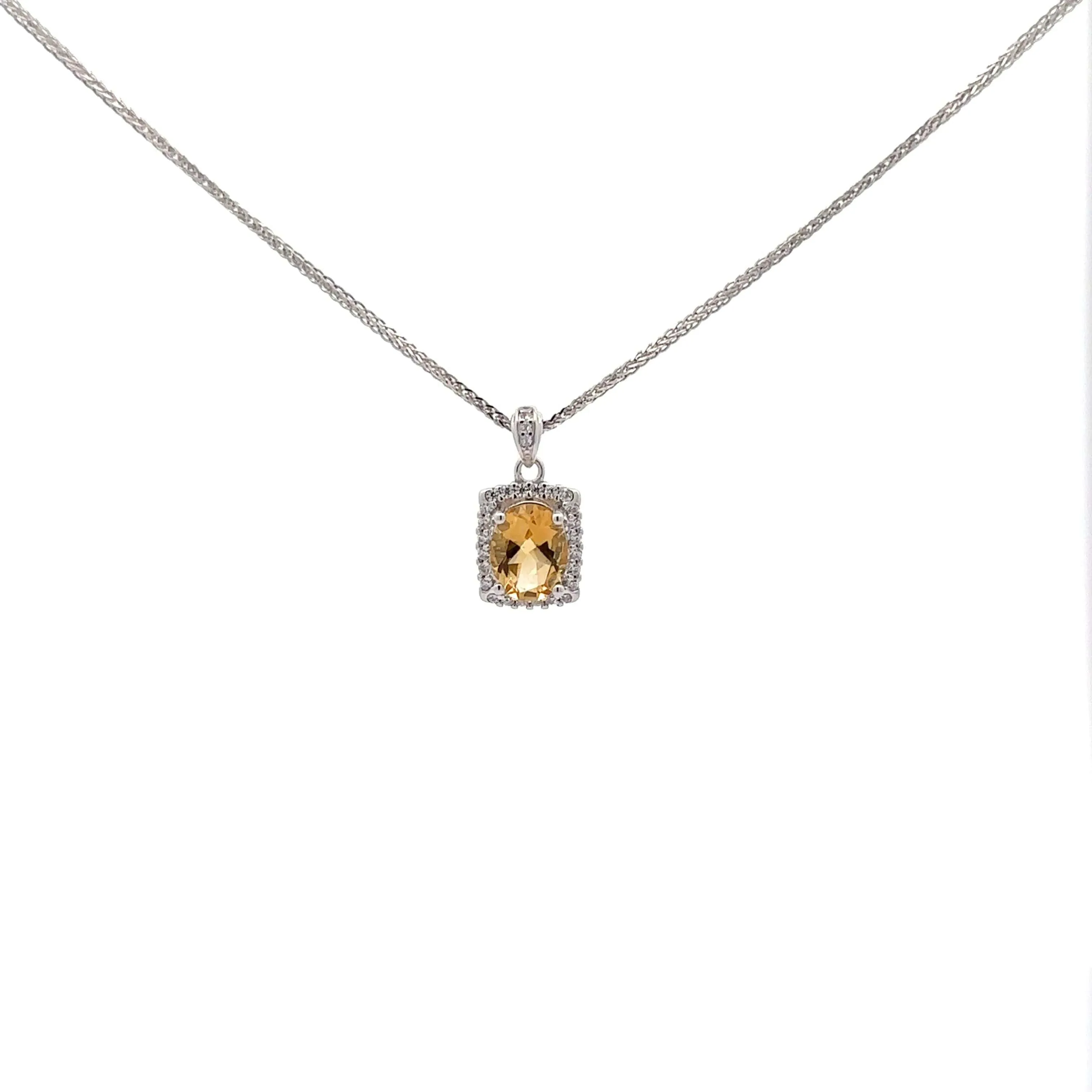 Baikalla™ Classic Sterling Silver Natural Amethyst Citrine Topaz Necklace With CZ