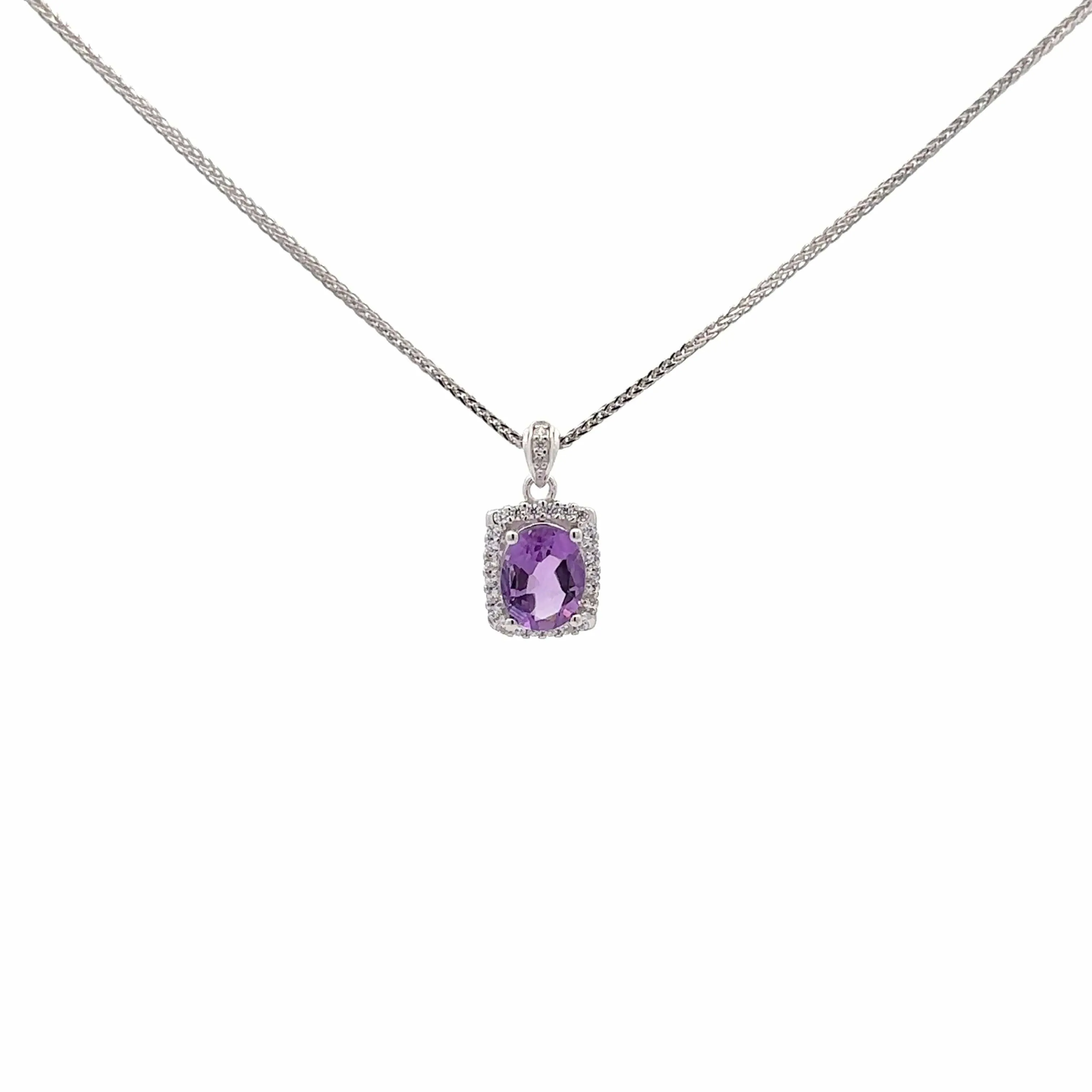Baikalla™ Classic Sterling Silver Natural Amethyst Citrine Topaz Necklace With CZ