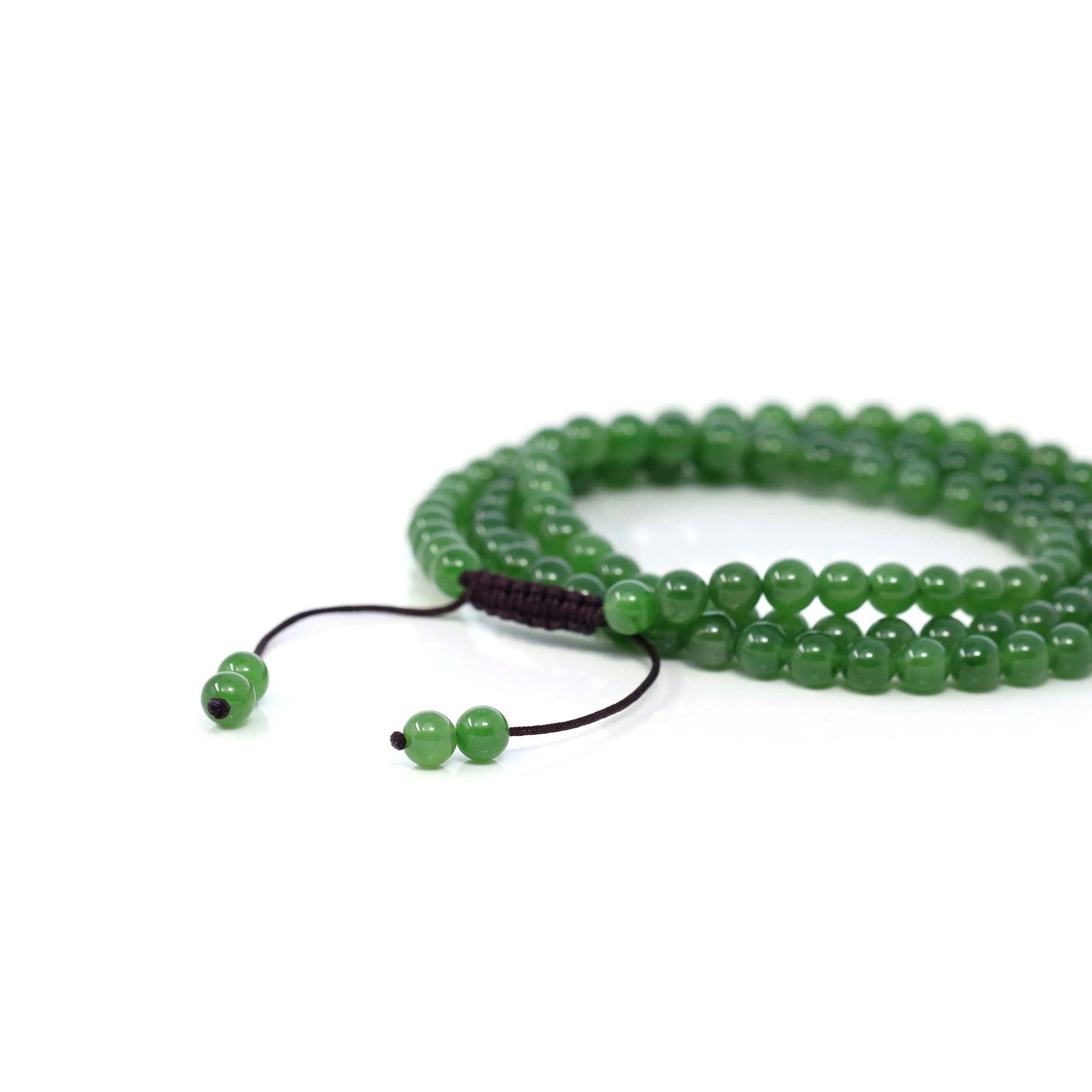 Baikalla High Genuine Green Nephrite Green Jade Round Beads Rosary ( 6mm ) 2 in 1
