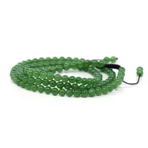 Baikalla High Genuine Green Nephrite Green Jade Round Beads Rosary ( 6mm ) 2 in 1