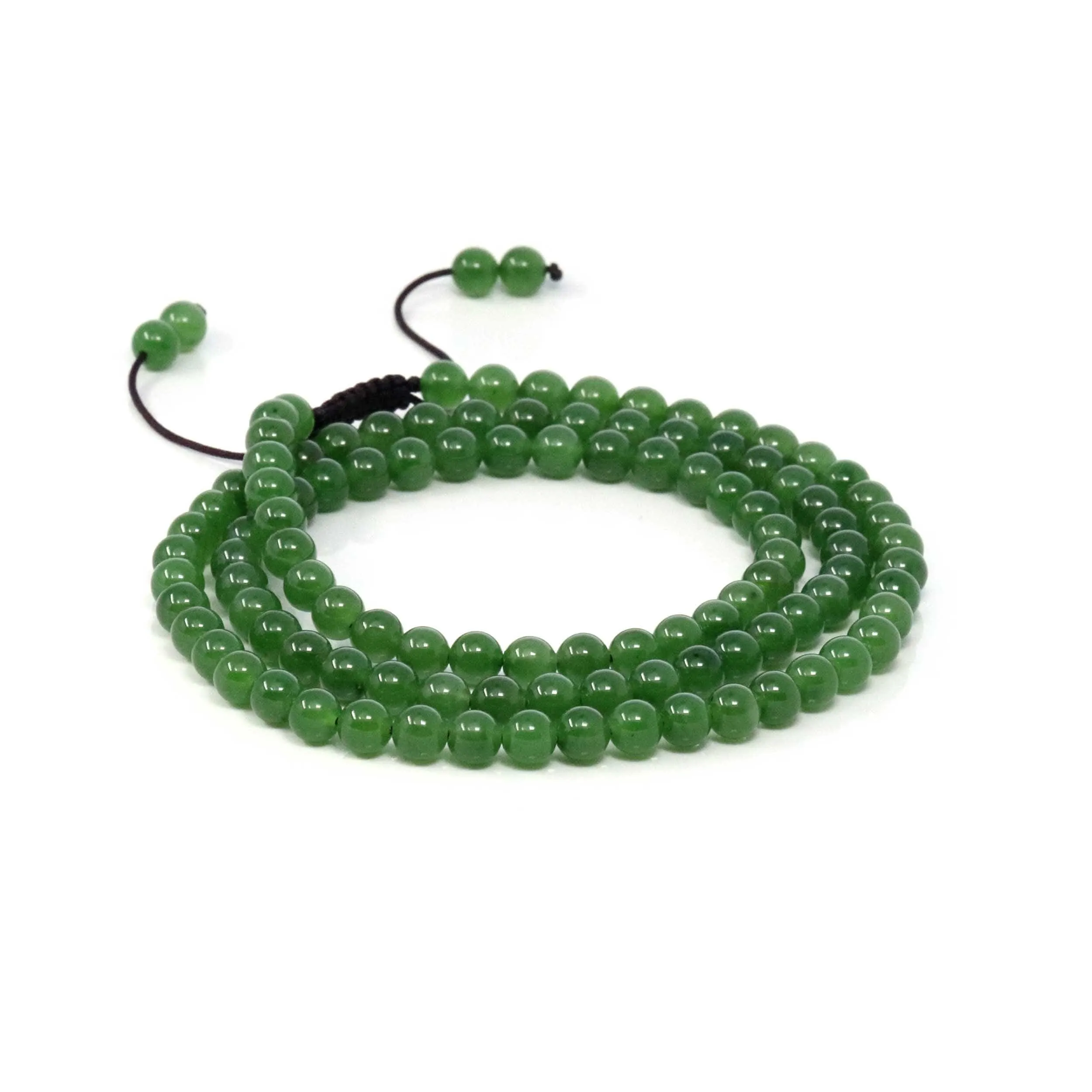 Baikalla High Genuine Green Nephrite Green Jade Round Beads Rosary ( 6mm ) 2 in 1