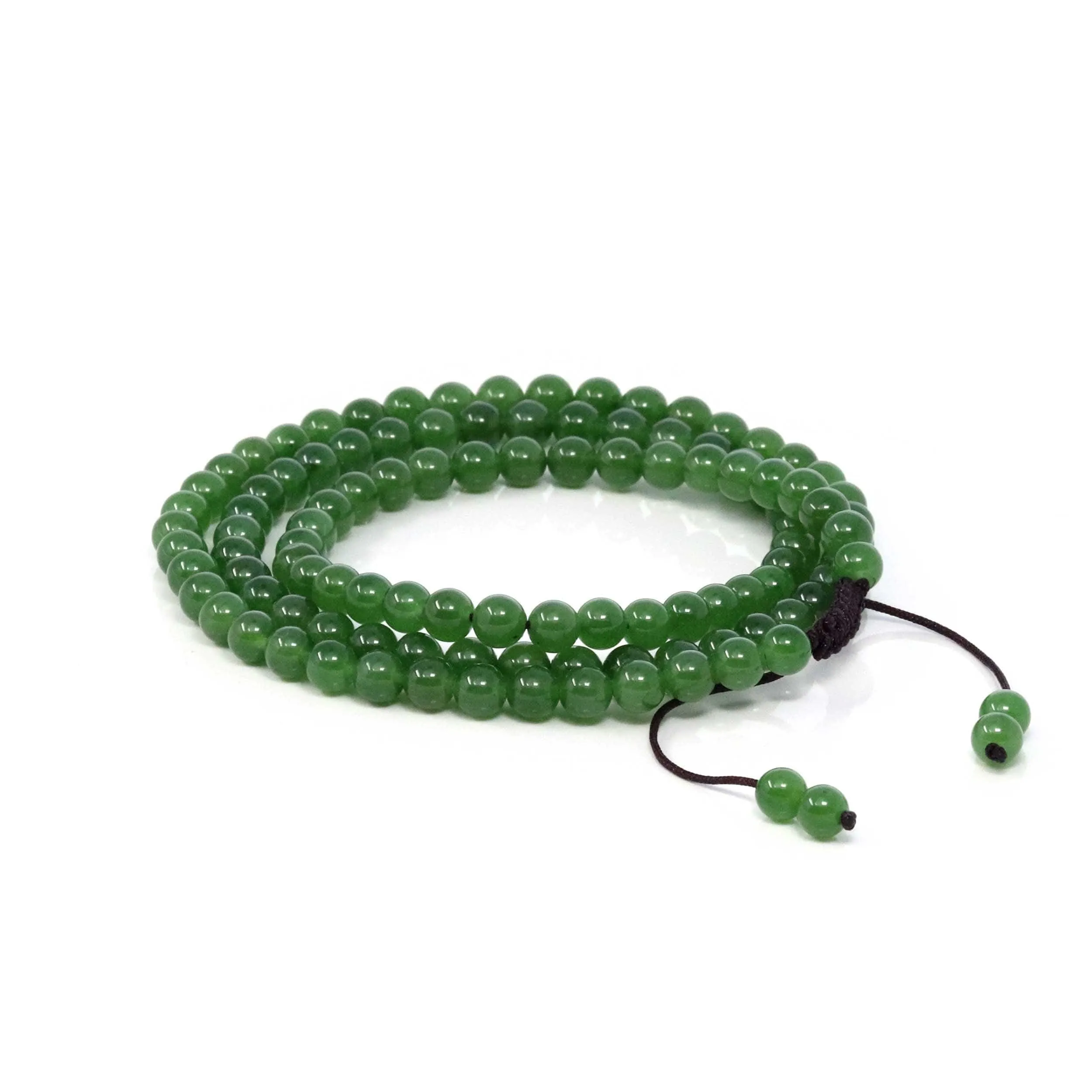 Baikalla High Genuine Green Nephrite Green Jade Round Beads Rosary ( 6mm ) 2 in 1
