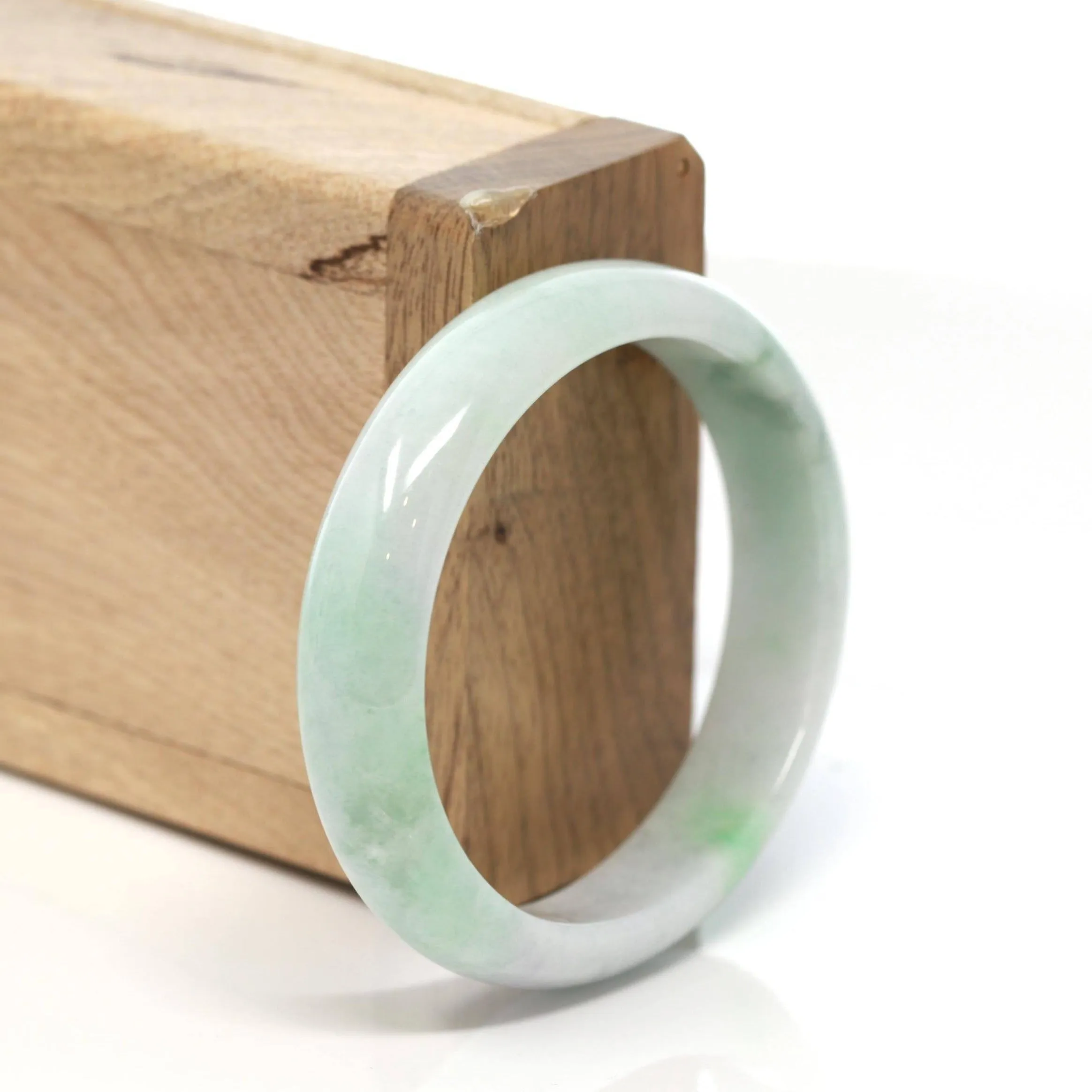 Baikalla™ "Classic Bangle" Genuine Burmese Green Jadeite Jade Oval Bangle Bracelet (58.28 mm) #163