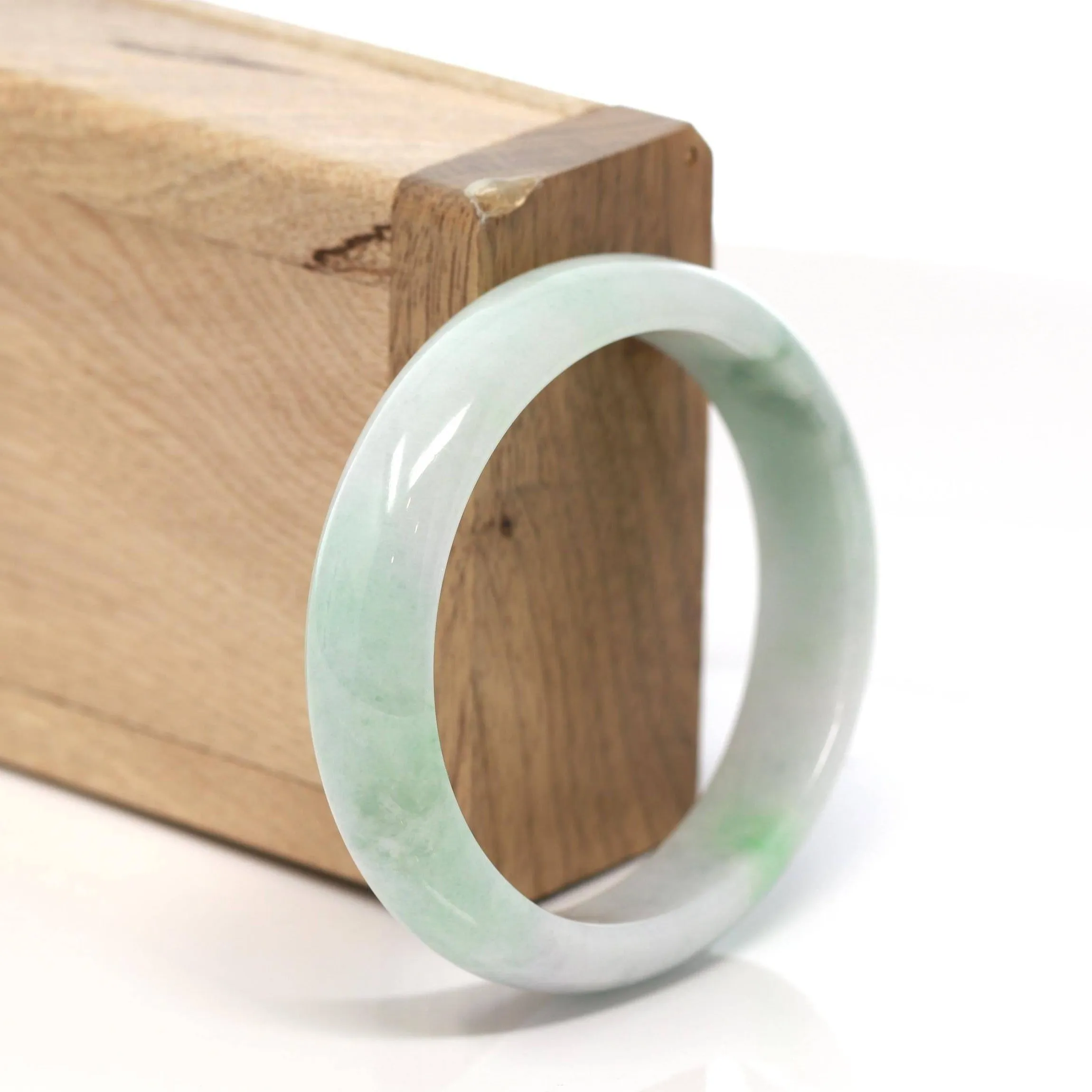 Baikalla™ "Classic Bangle" Genuine Burmese Green Jadeite Jade Oval Bangle Bracelet (58.28 mm) #163