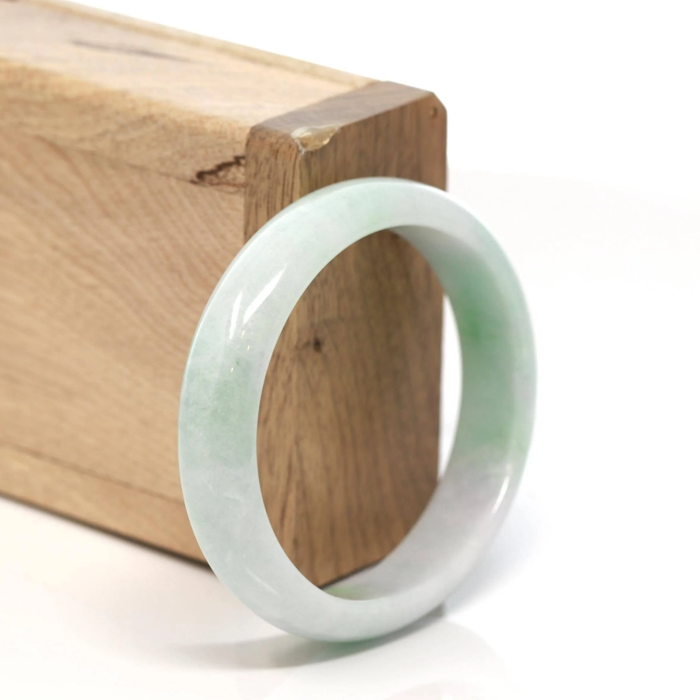 Baikalla™ "Classic Bangle" Genuine Burmese Green Jadeite Jade Oval Bangle Bracelet (58.28 mm) #163