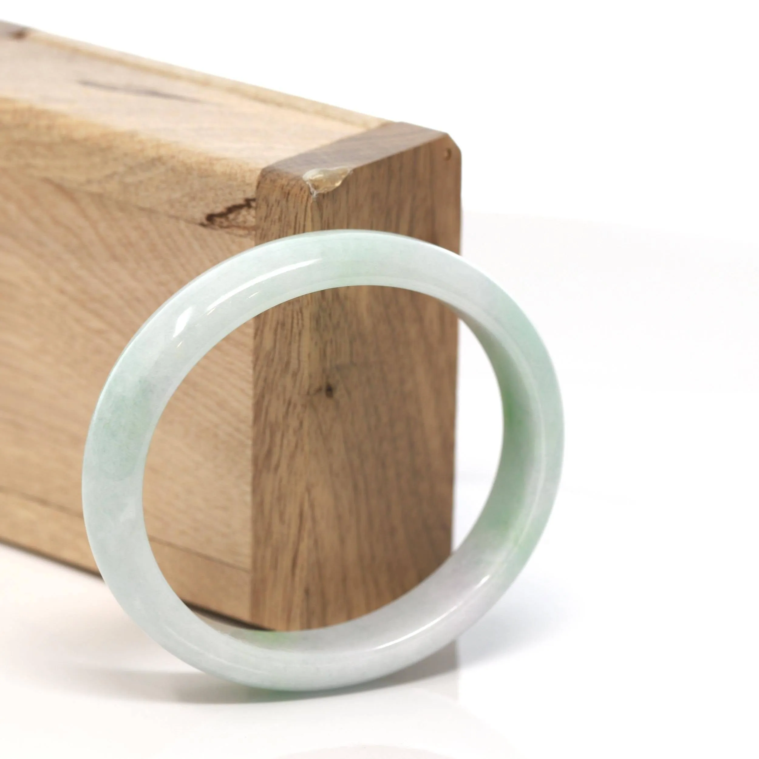 Baikalla™ "Classic Bangle" Genuine Burmese Green Jadeite Jade Oval Bangle Bracelet (58.28 mm) #163