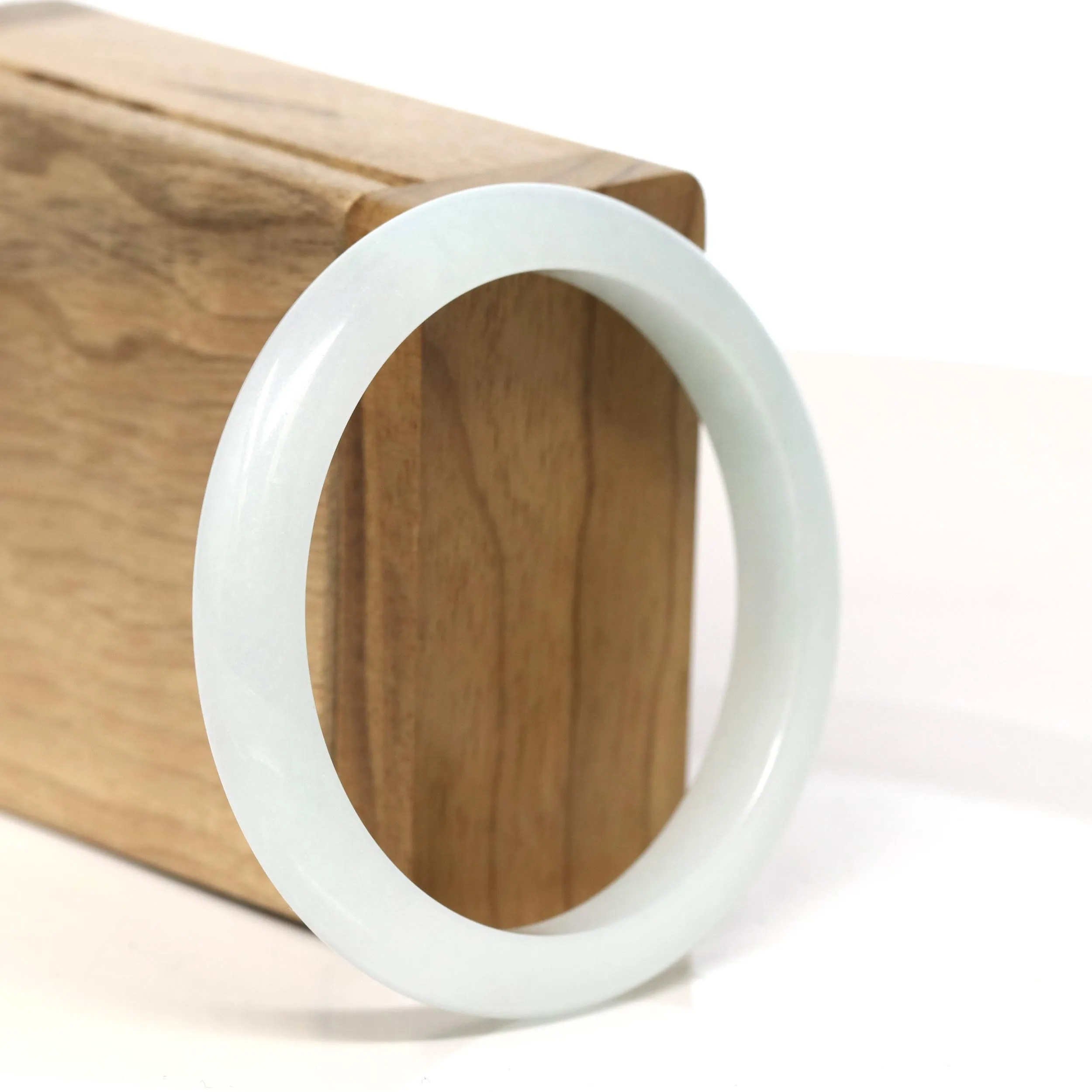 Baikalla "Half Round" Light Green Jadeite Jade Bangle Bracelet (56.7 mm) #T406