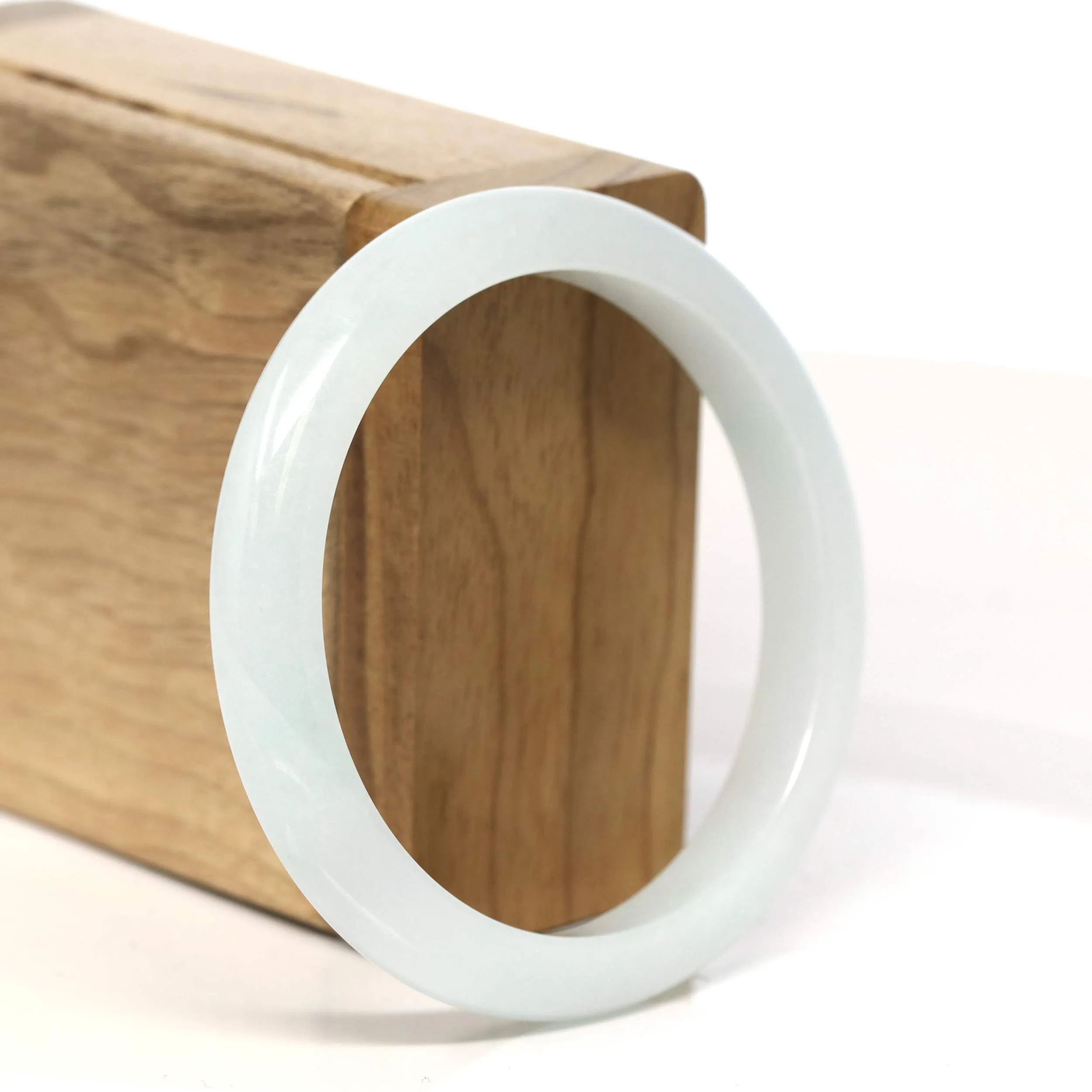 Baikalla "Half Round" Light Green Jadeite Jade Bangle Bracelet (56.7 mm) #T406