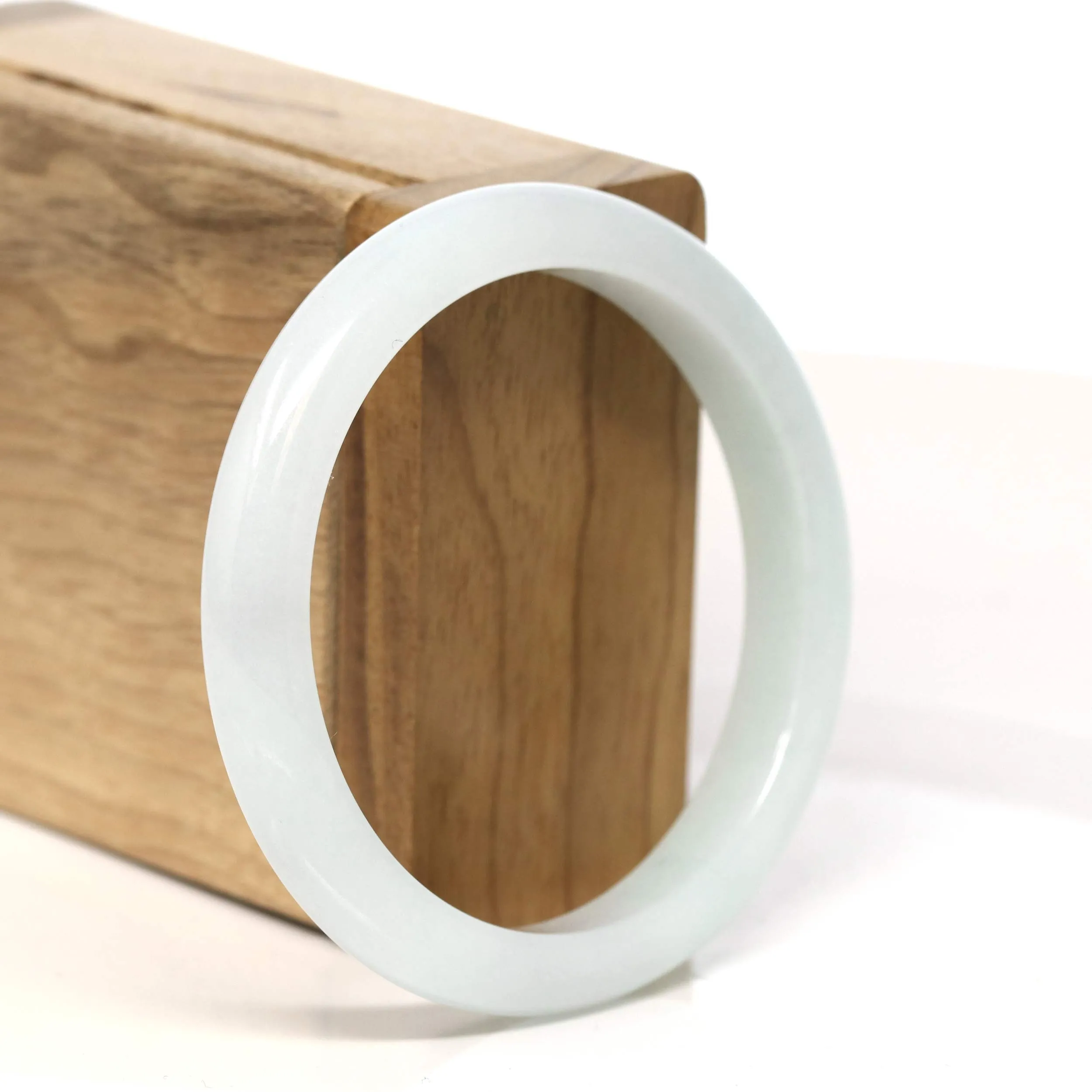 Baikalla "Half Round" Light Green Jadeite Jade Bangle Bracelet (56.7 mm) #T406