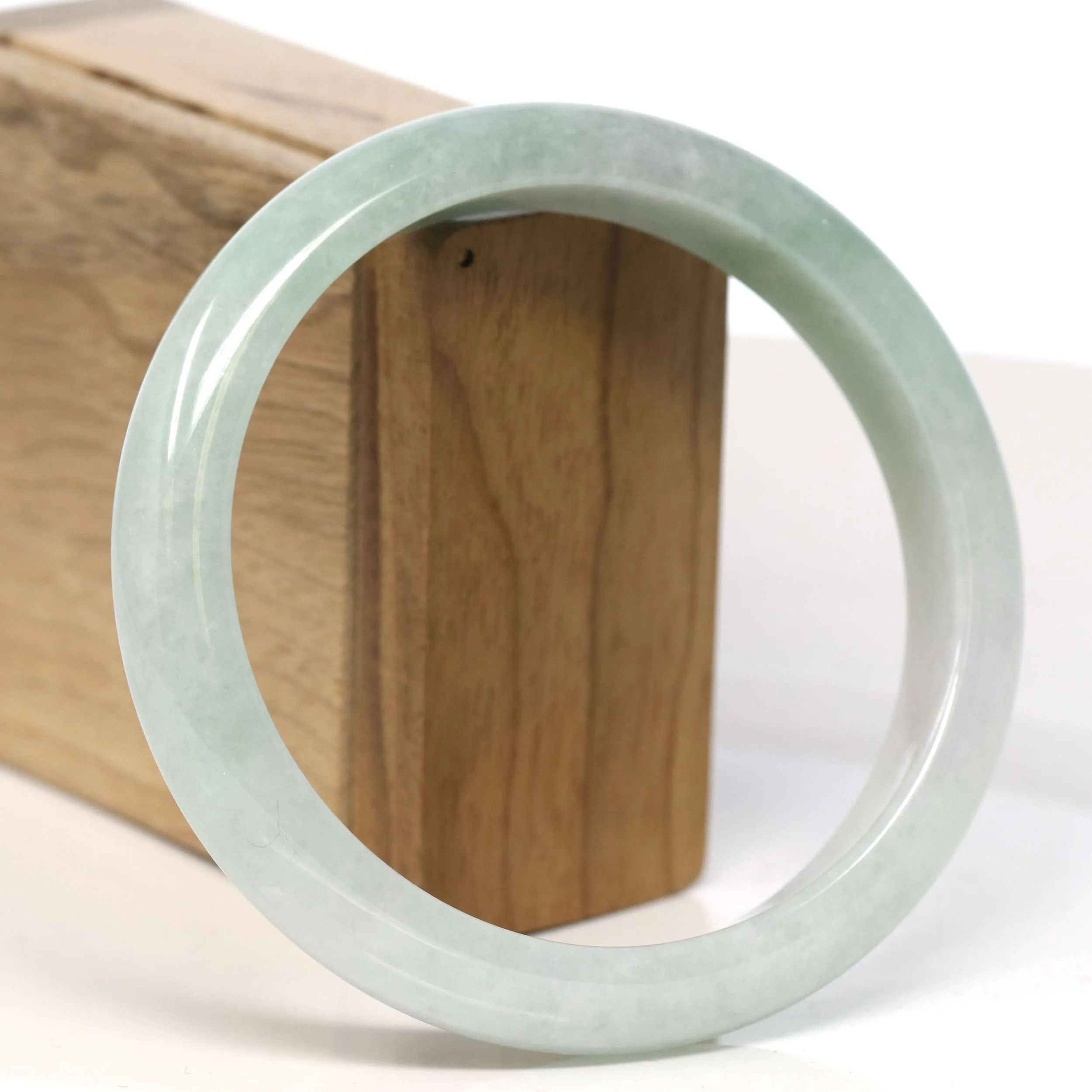 Baikalla "Half Round" Light Green Jadeite Jade Bangle Bracelet (66.30 mm) #T326