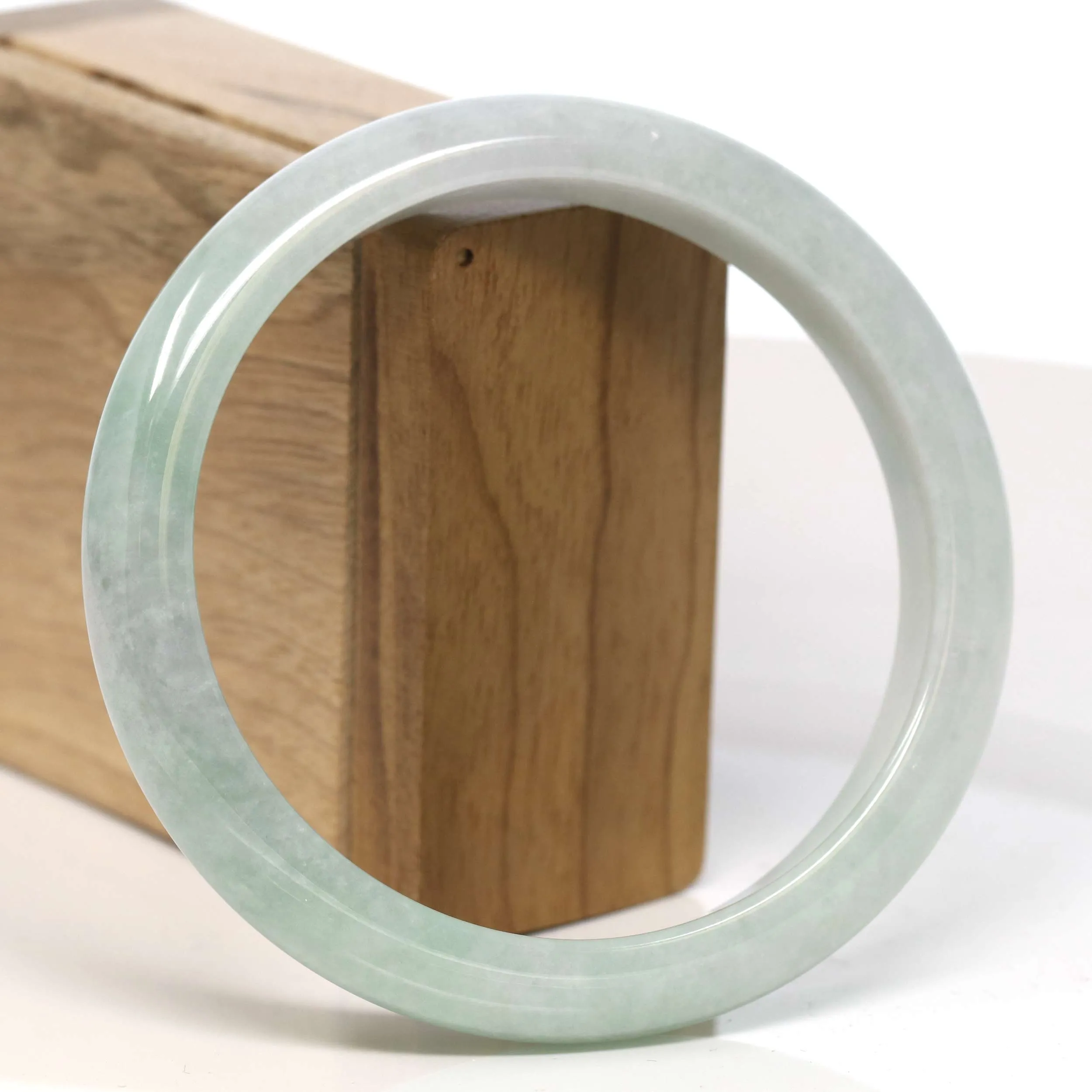 Baikalla "Half Round" Light Green Jadeite Jade Bangle Bracelet (66.30 mm) #T326