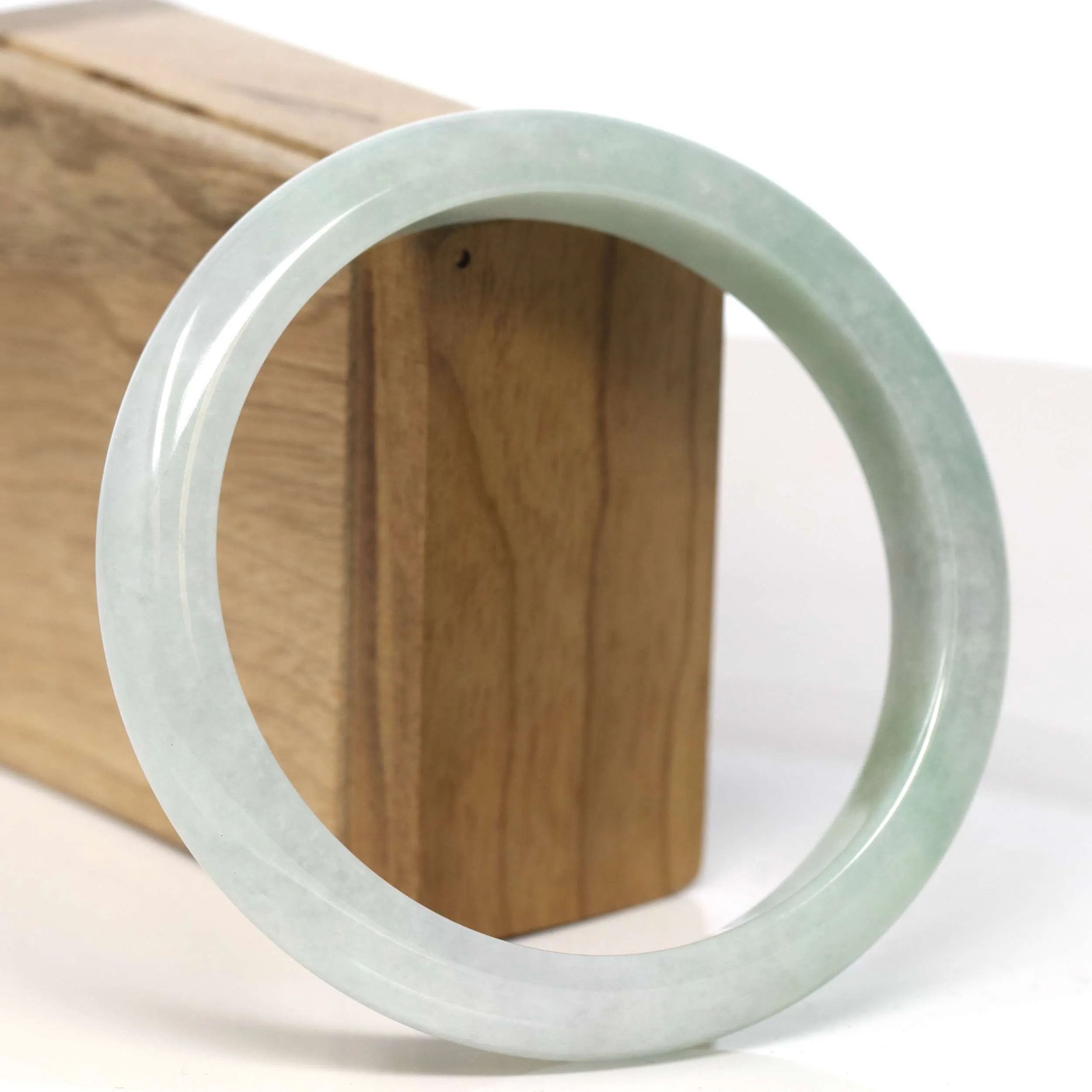 Baikalla "Half Round" Light Green Jadeite Jade Bangle Bracelet (66.30 mm) #T326