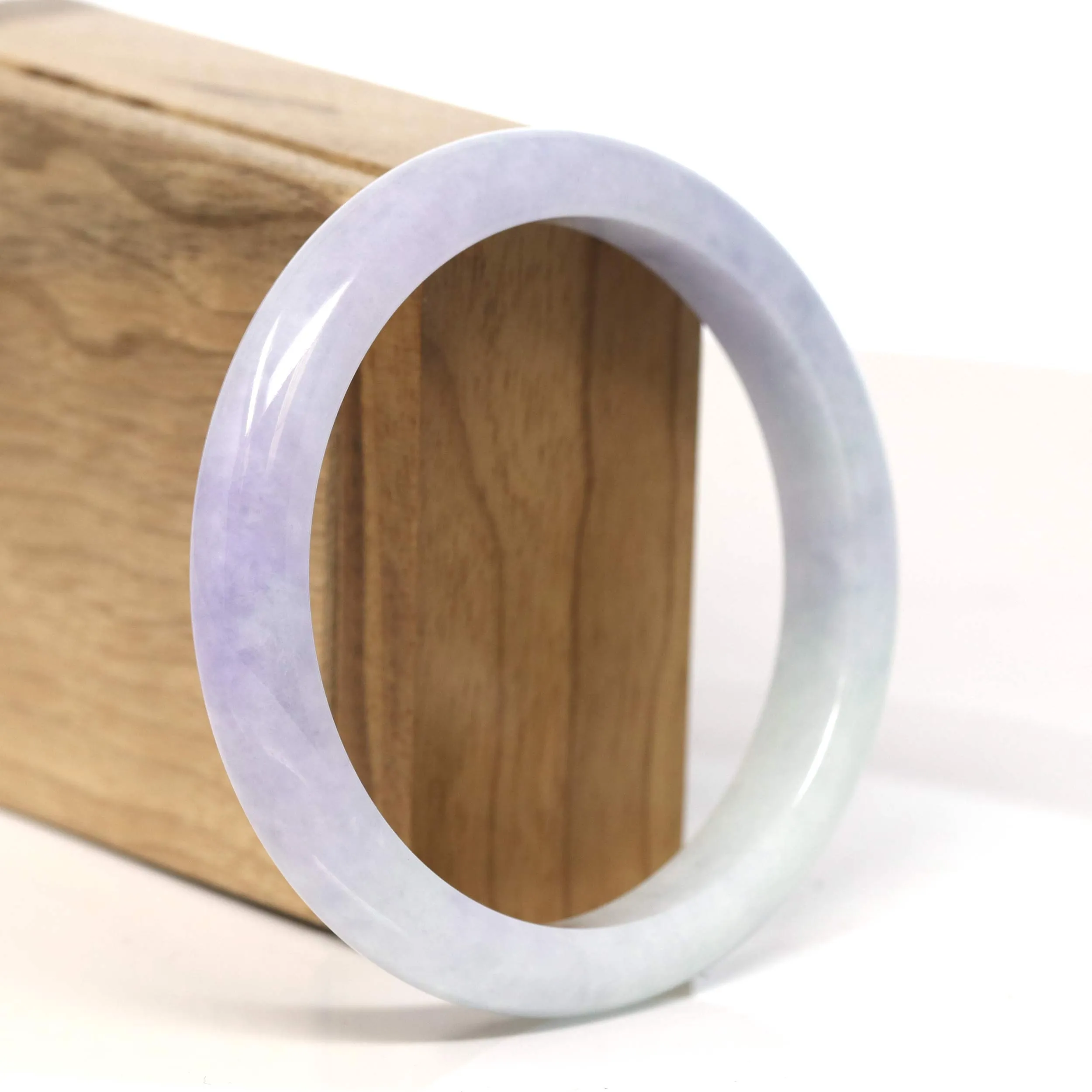Baikalla "Half Round" Light Lavender Jadeite Jade Bangle Bracelet (60.4 mm) #T436