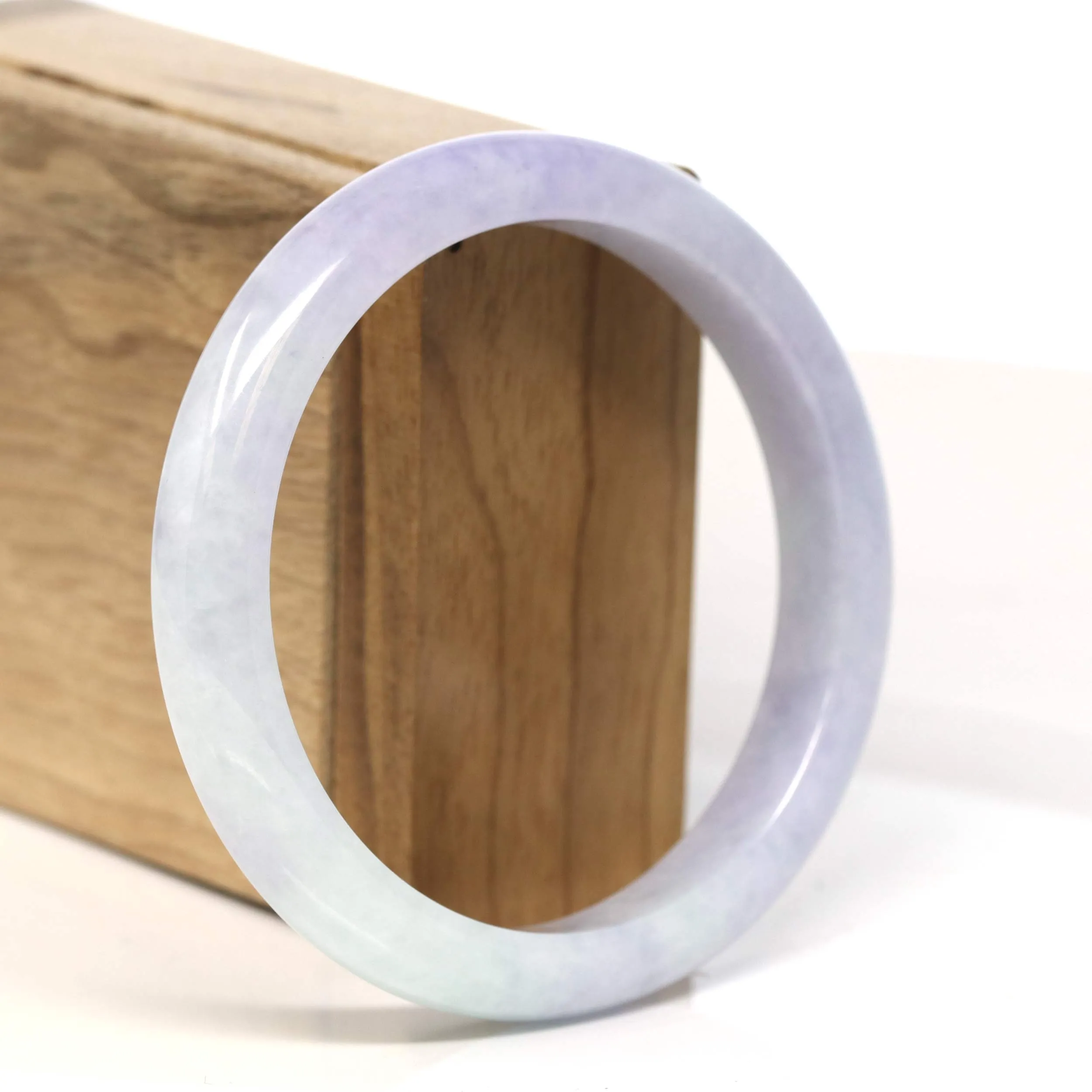 Baikalla "Half Round" Light Lavender Jadeite Jade Bangle Bracelet (60.4 mm) #T436
