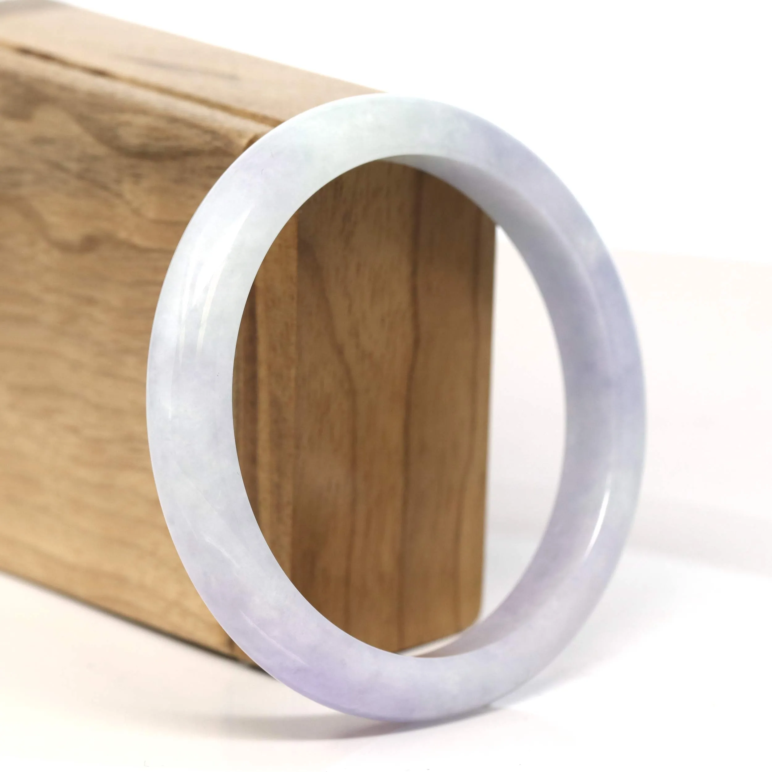 Baikalla "Half Round" Light Lavender Jadeite Jade Bangle Bracelet (60.4 mm) #T436