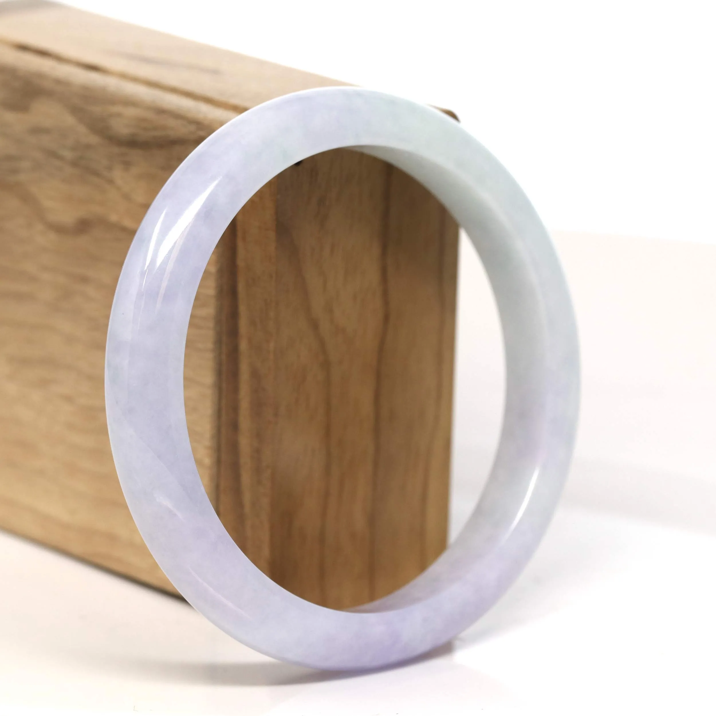 Baikalla "Half Round" Light Lavender Jadeite Jade Bangle Bracelet (60.4 mm) #T436