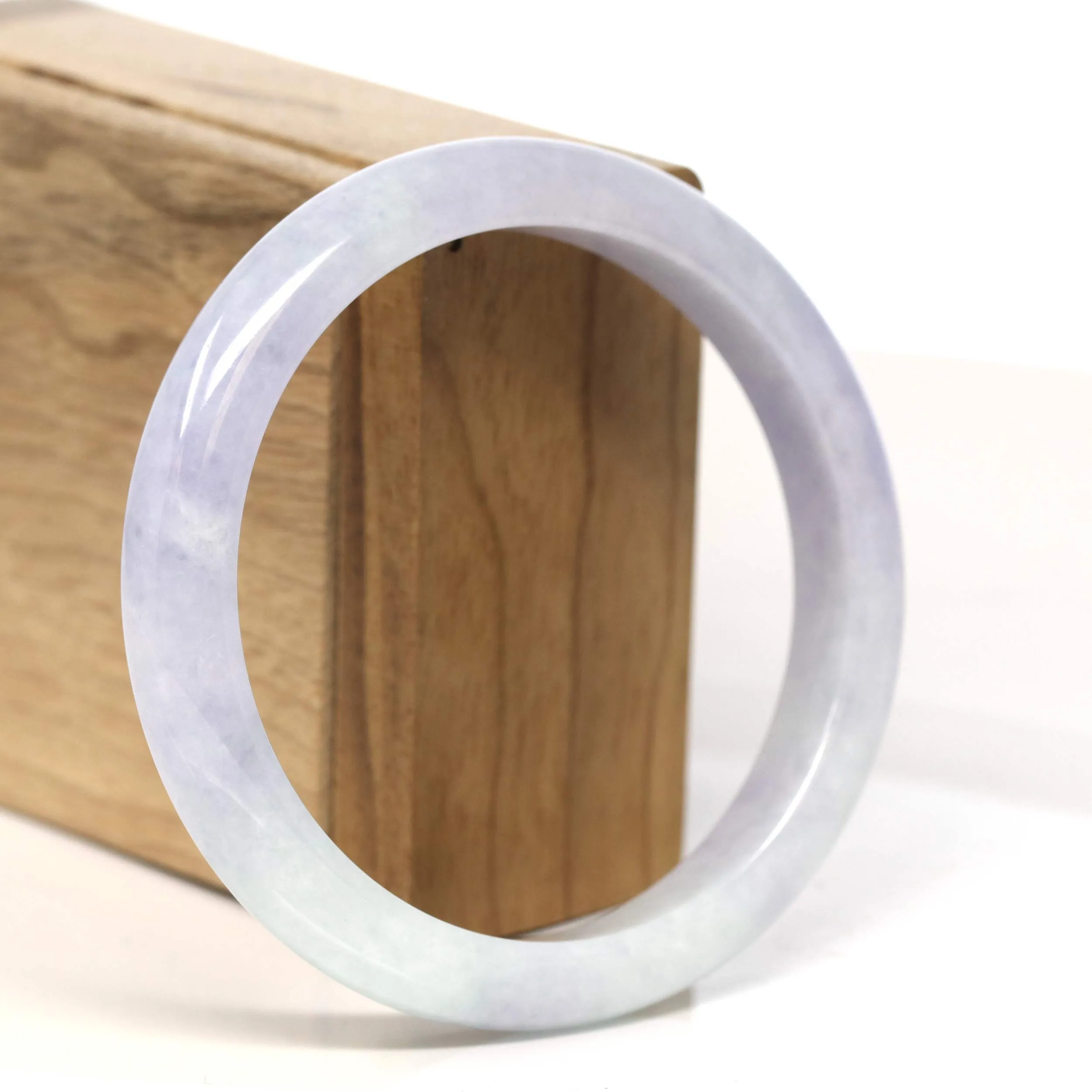 Baikalla "Half Round" Light Lavender Jadeite Jade Bangle Bracelet (60.4 mm) #T436