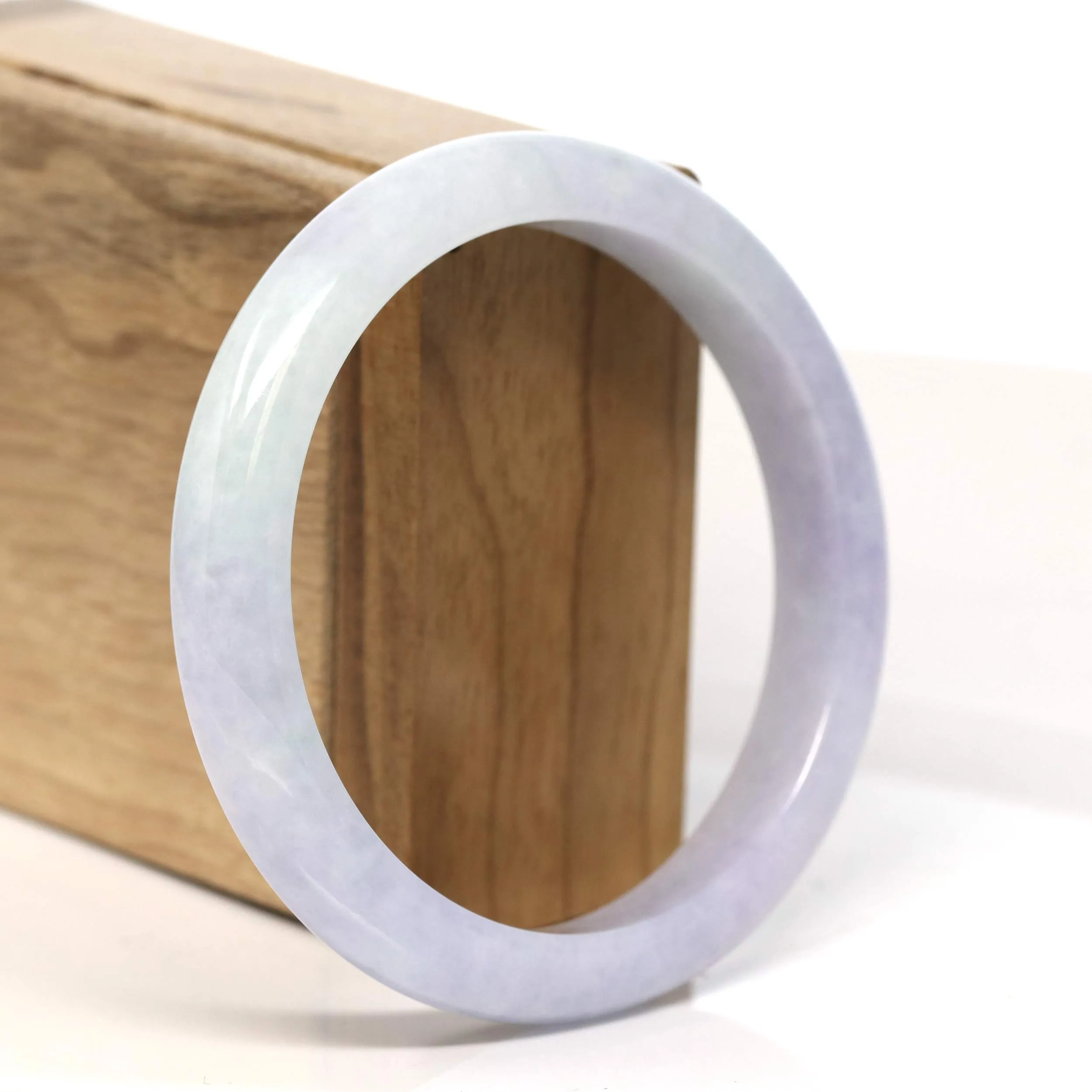 Baikalla "Half Round" Light Lavender Jadeite Jade Bangle Bracelet (60.4 mm) #T436
