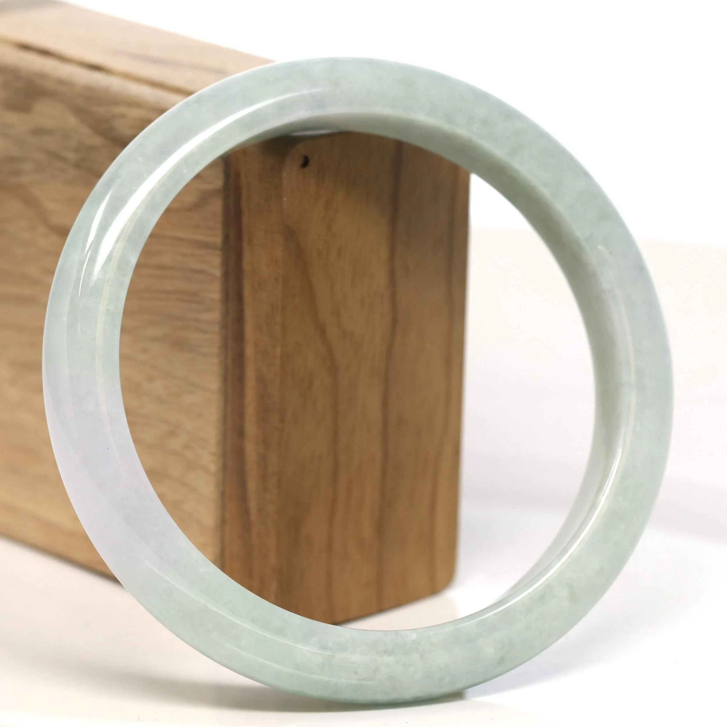 Baikalla "Half Round" Light Lavender Jadeite Jade Bangle Bracelet ( 66.3 mm) #T443