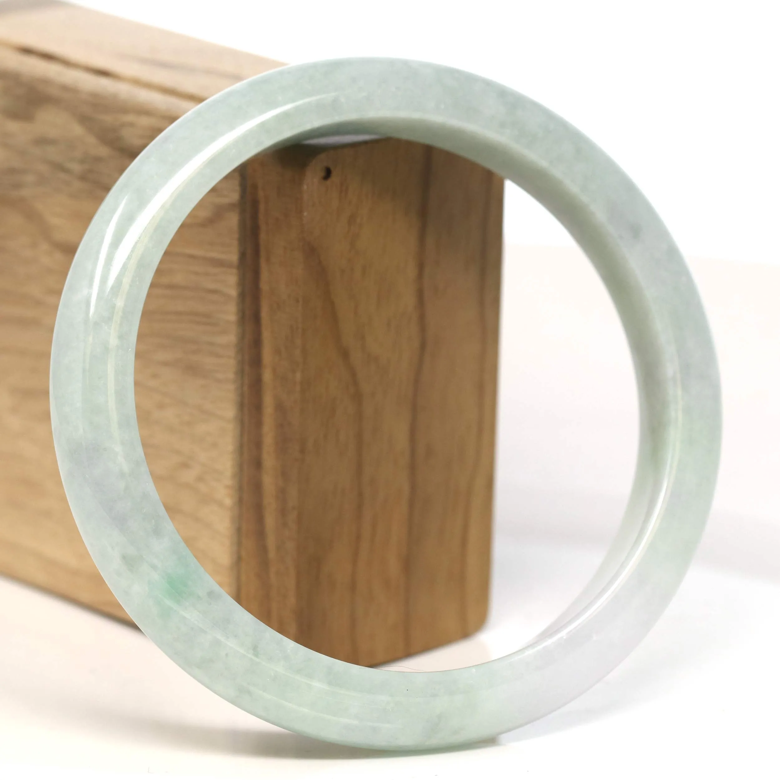 Baikalla "Half Round" Light Lavender Jadeite Jade Bangle Bracelet ( 66.3 mm) #T443