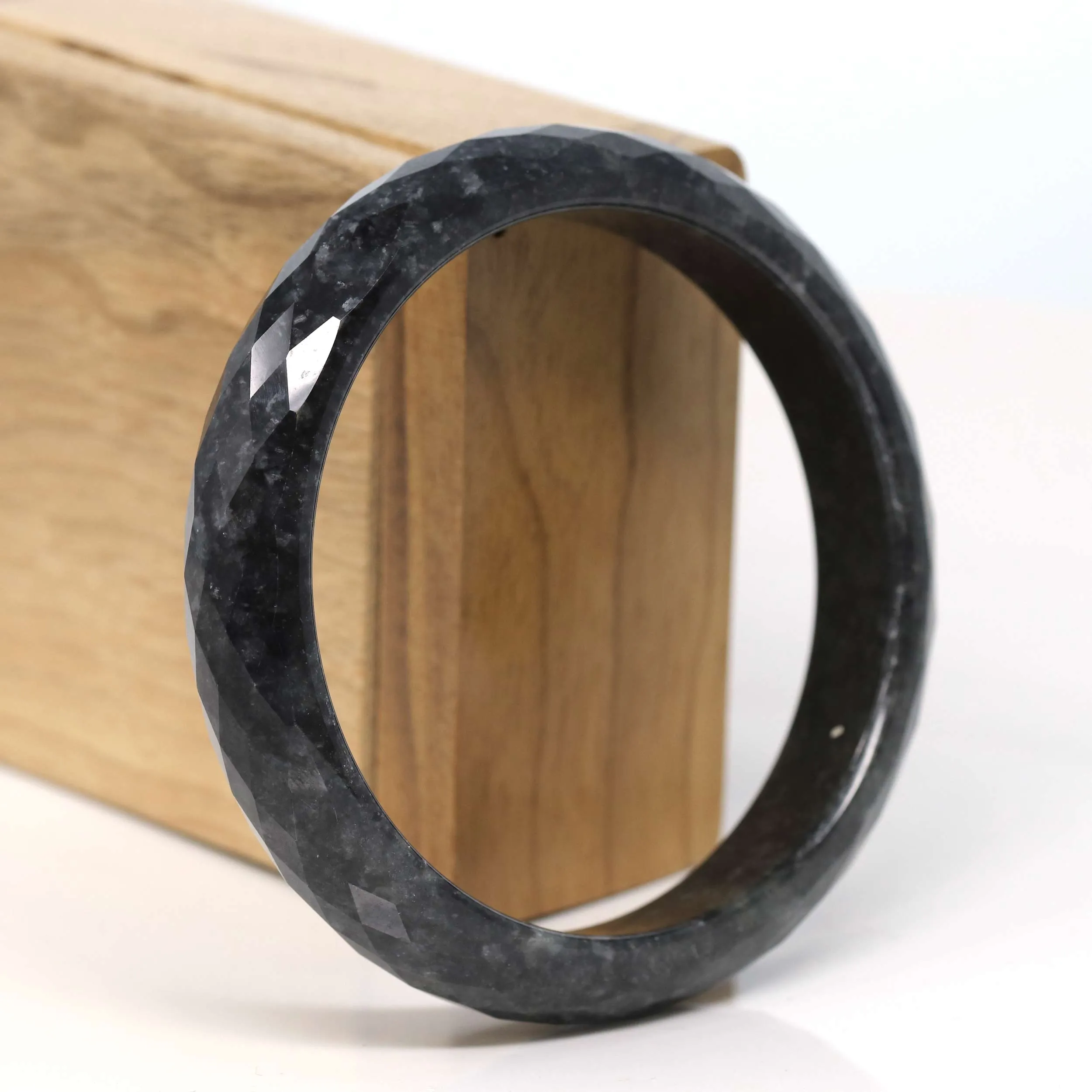 Baikalla "Half Round" WuJi Jadeite Jade Bangle Bracelet (61.06 mm) #T340