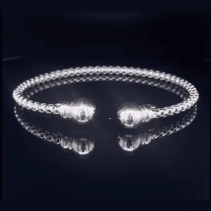 Beaded Style Torque Silver Bangle