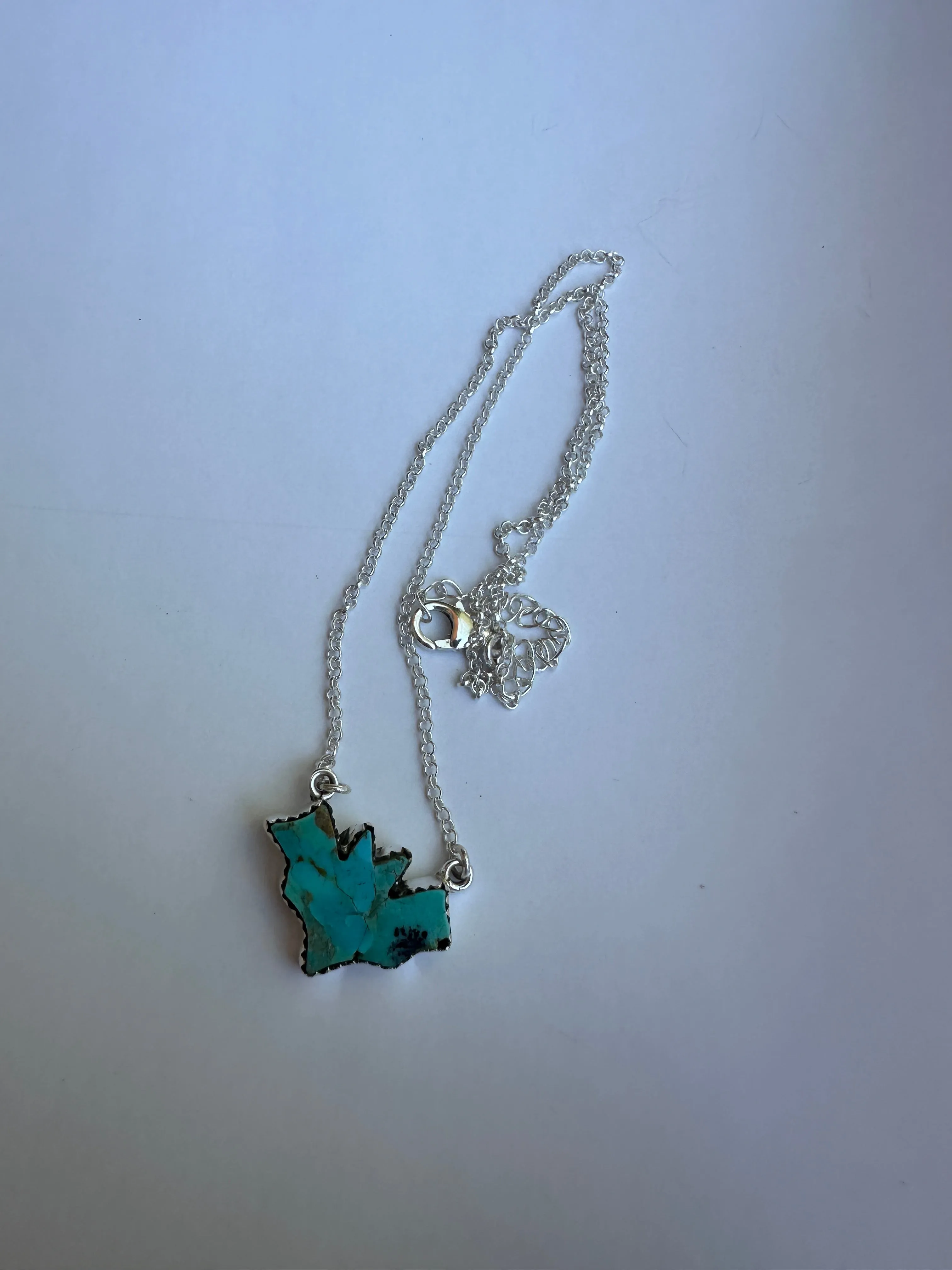 Beautiful Handmade Sterling Silver & Turquoise Bat Necklace