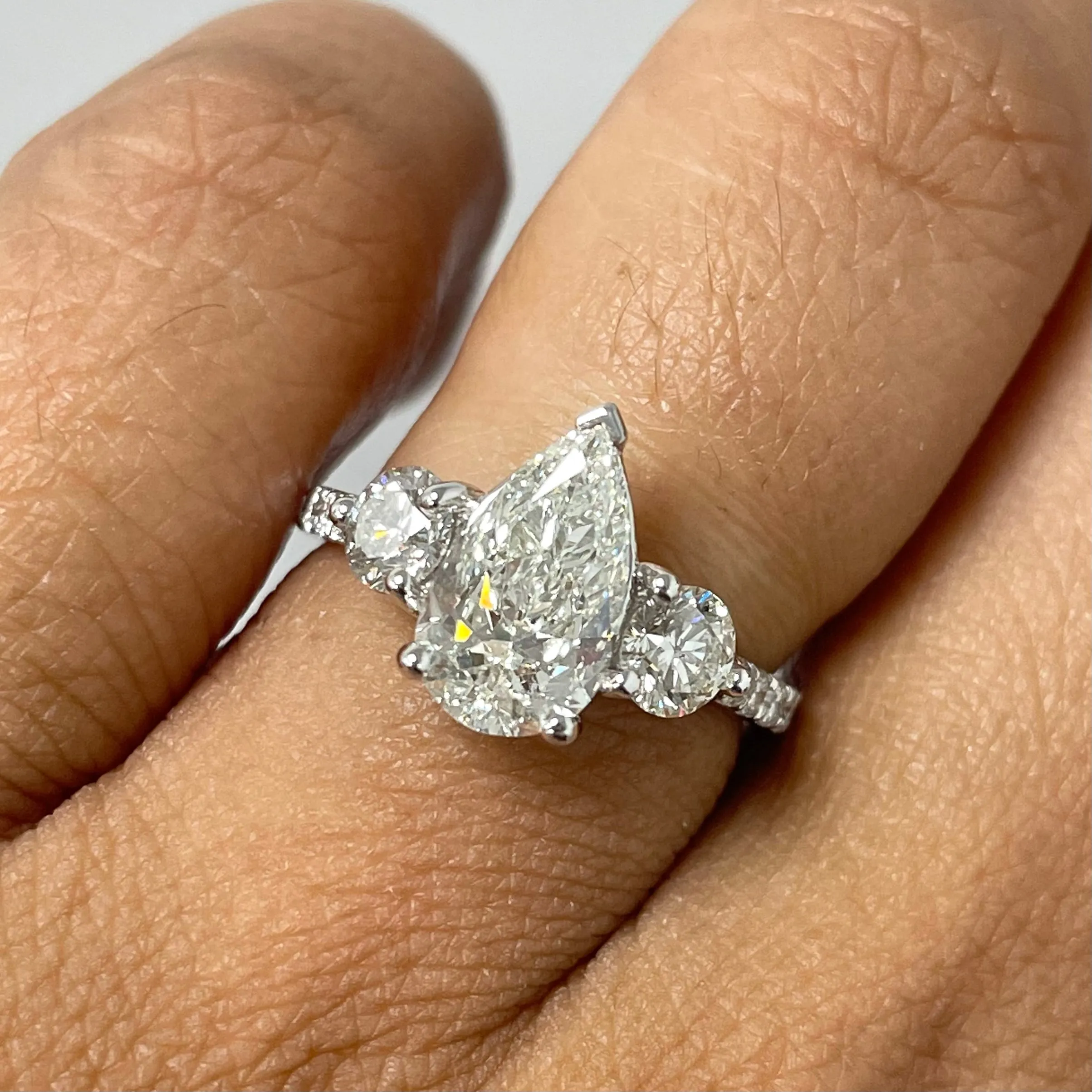 Beauvince Reina Engagement Ring (1.50 ct Pear Shape ISI1 GIA Diamond)  in White Gold