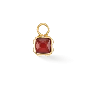 Birthstone January Charm Red Agate Gold