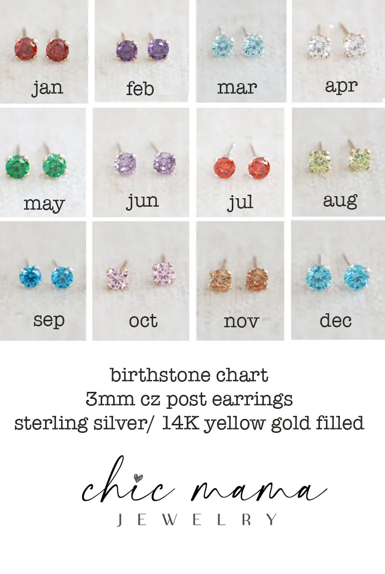 birthstone post earrings
