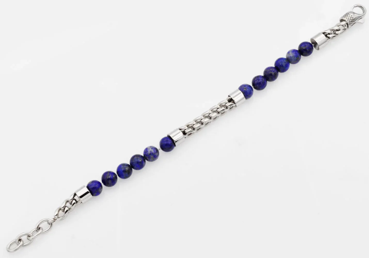 Blackjack Men's Bracelet Beaded Lapis Lazuli SS BJB220LL