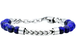 Blackjack Men's Bracelet Beaded Lapis Lazuli SS BJB220LL