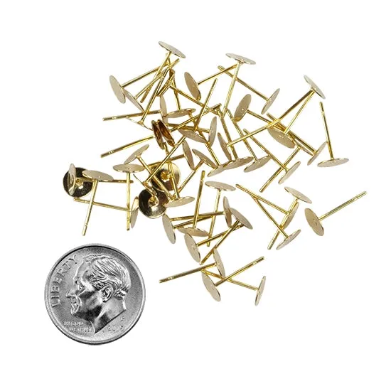 Brass Stud Earring Finding - Pkg/50