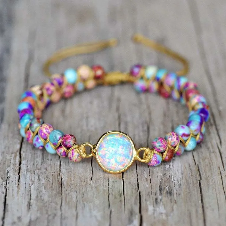 Buddhisttemple Natural Stone Double Bead Meditation Bracelet