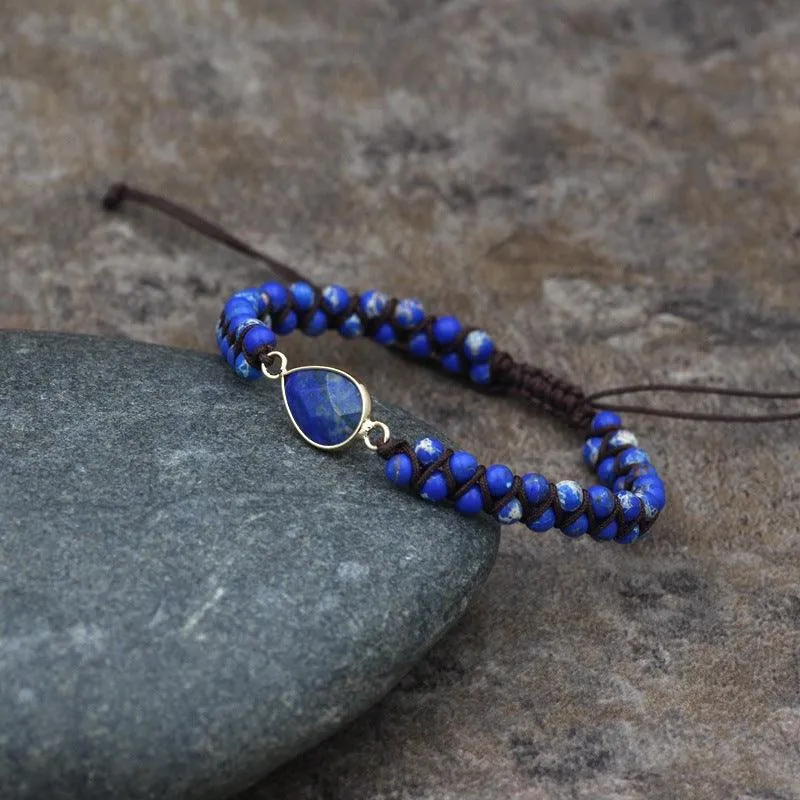 Buddhisttemple Natural Stone Double Bead Meditation Bracelet
