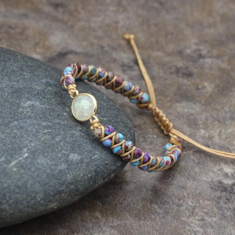Buddhisttemple Natural Stone Double Bead Meditation Bracelet