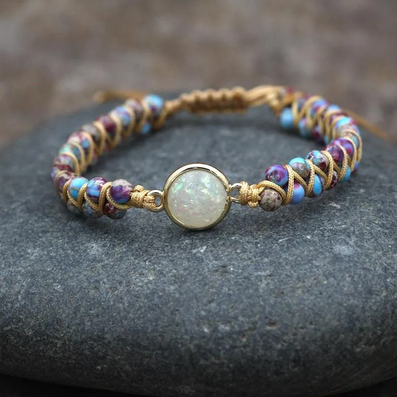 Buddhisttemple Natural Stone Double Bead Meditation Bracelet