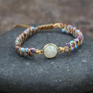 Buddhisttemple Natural Stone Double Bead Meditation Bracelet