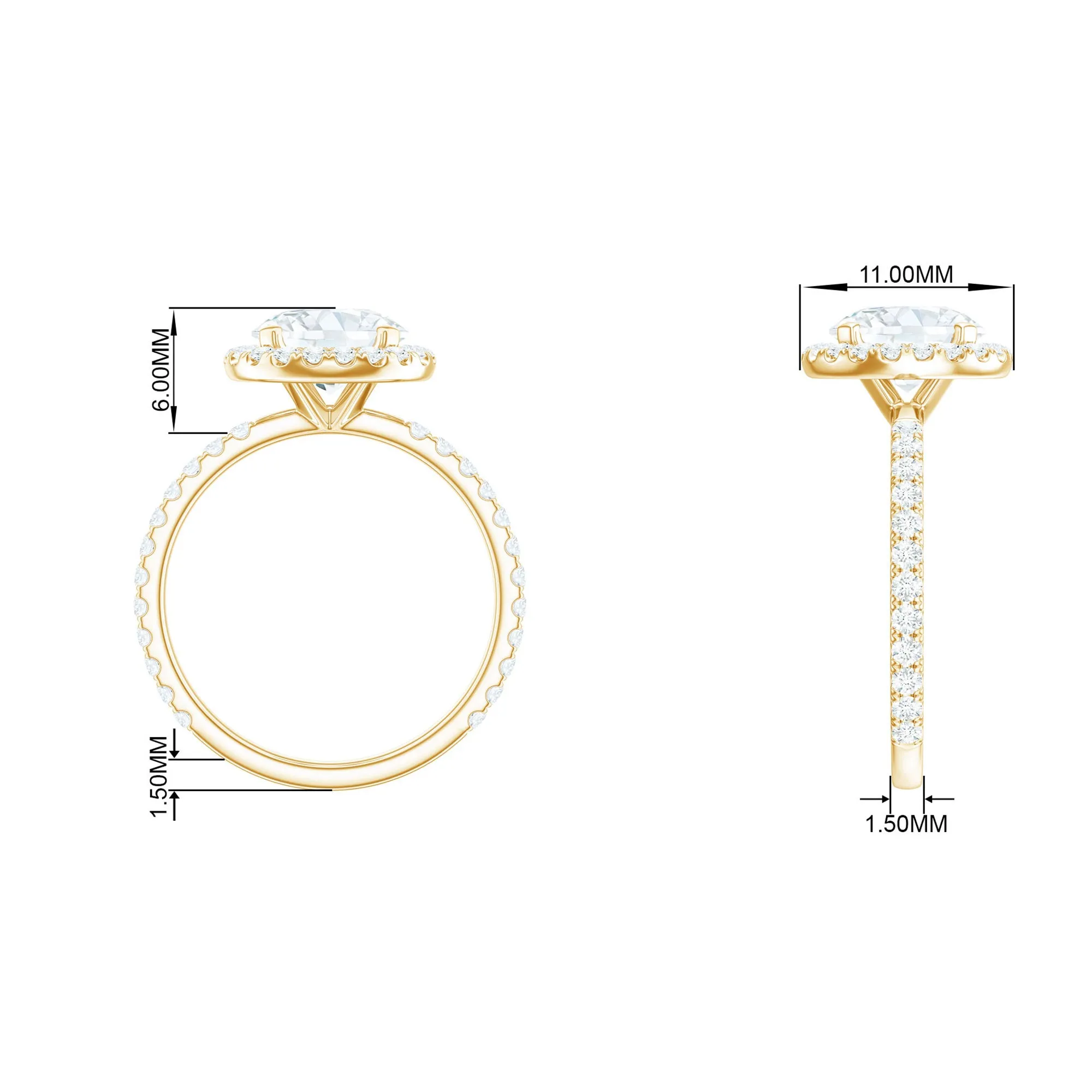 Certified Cubic Zirconia Classic Floating Halo Engagement Ring